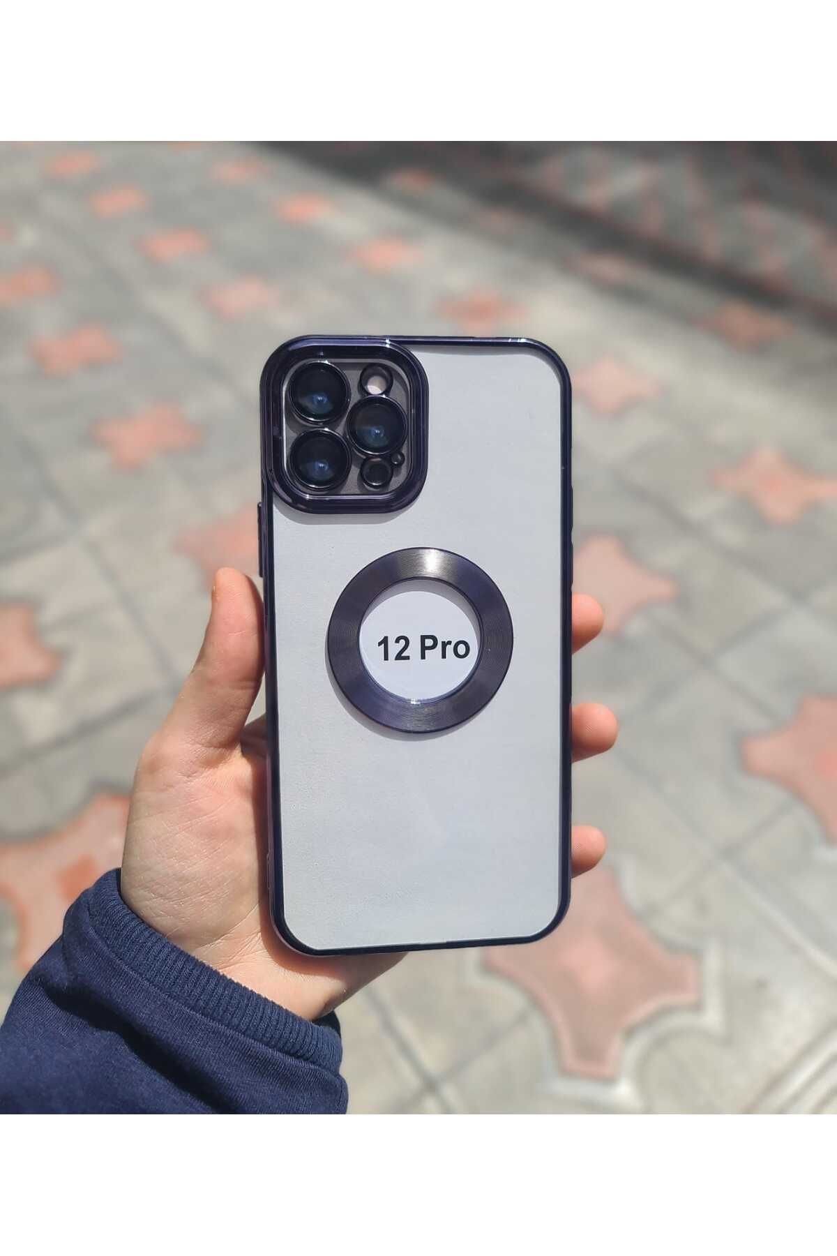 CEP-HANE Apple iPhone 12 Pro Max Şeffaf Kamera Korumalı Logo Detaylı Premium Yanları Parlak Telefon Kılıfı