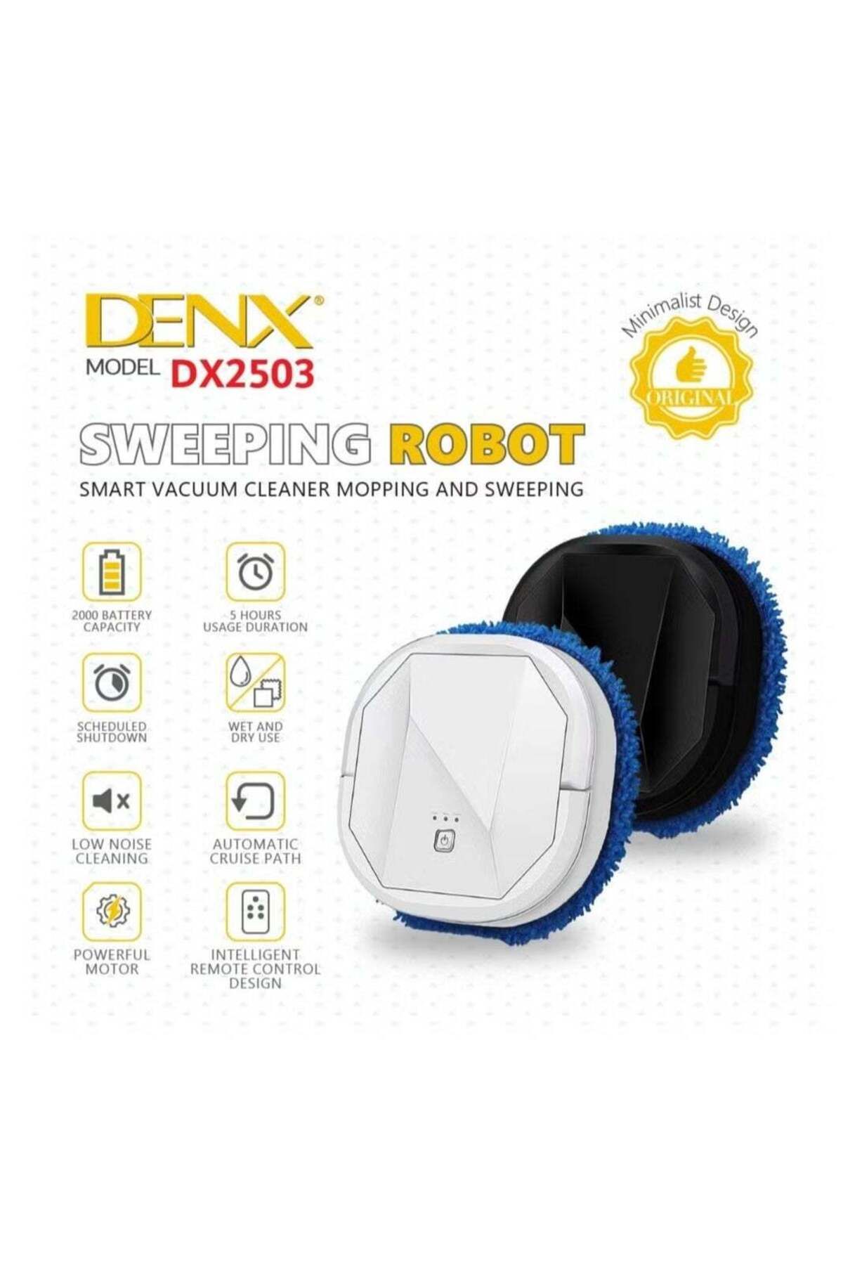 Denx-2 in 1 Robot Vacuum Cleaner For Dry And Wet Cleaning With 360 Degree Rotation, Easy To Carry And 7