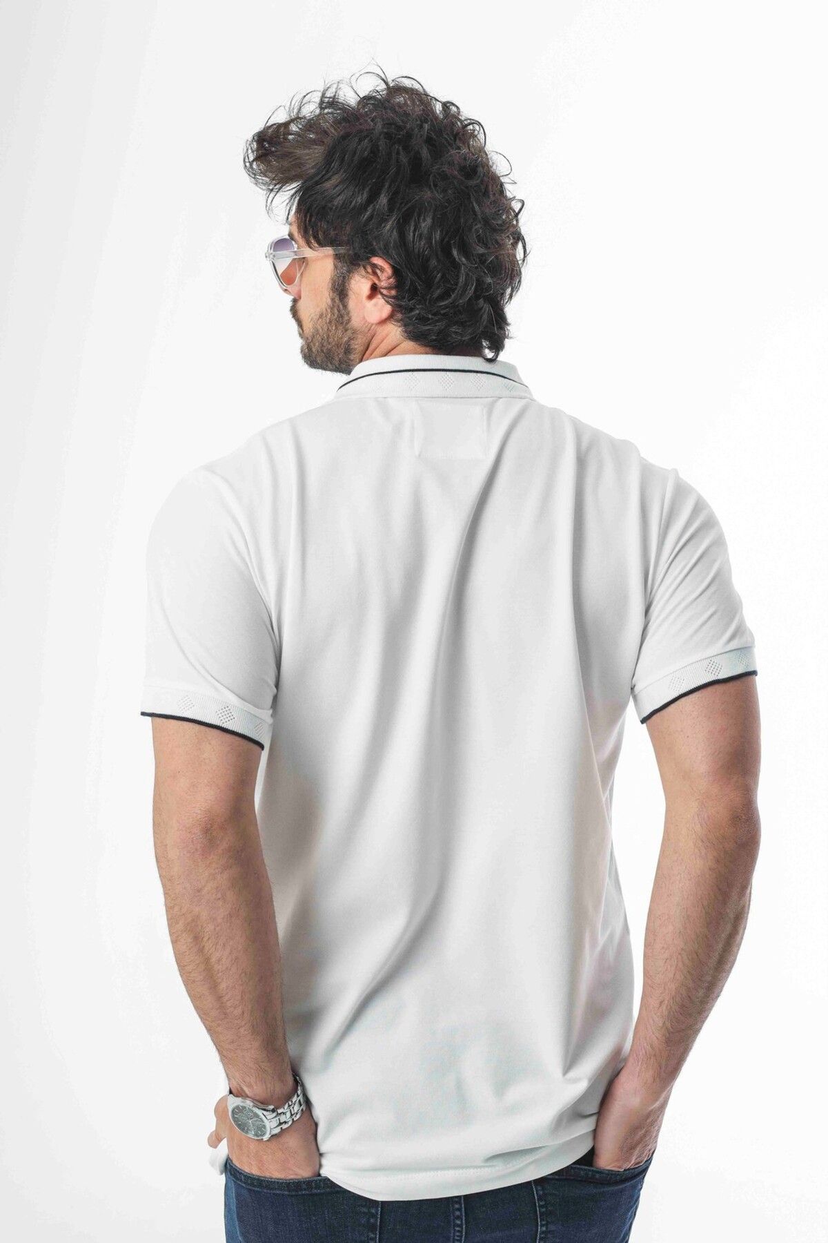 Tony Montana-Polo Neck Half Zipper Embroidered Emblem Cotton T-Shirt-Pl-3618 3