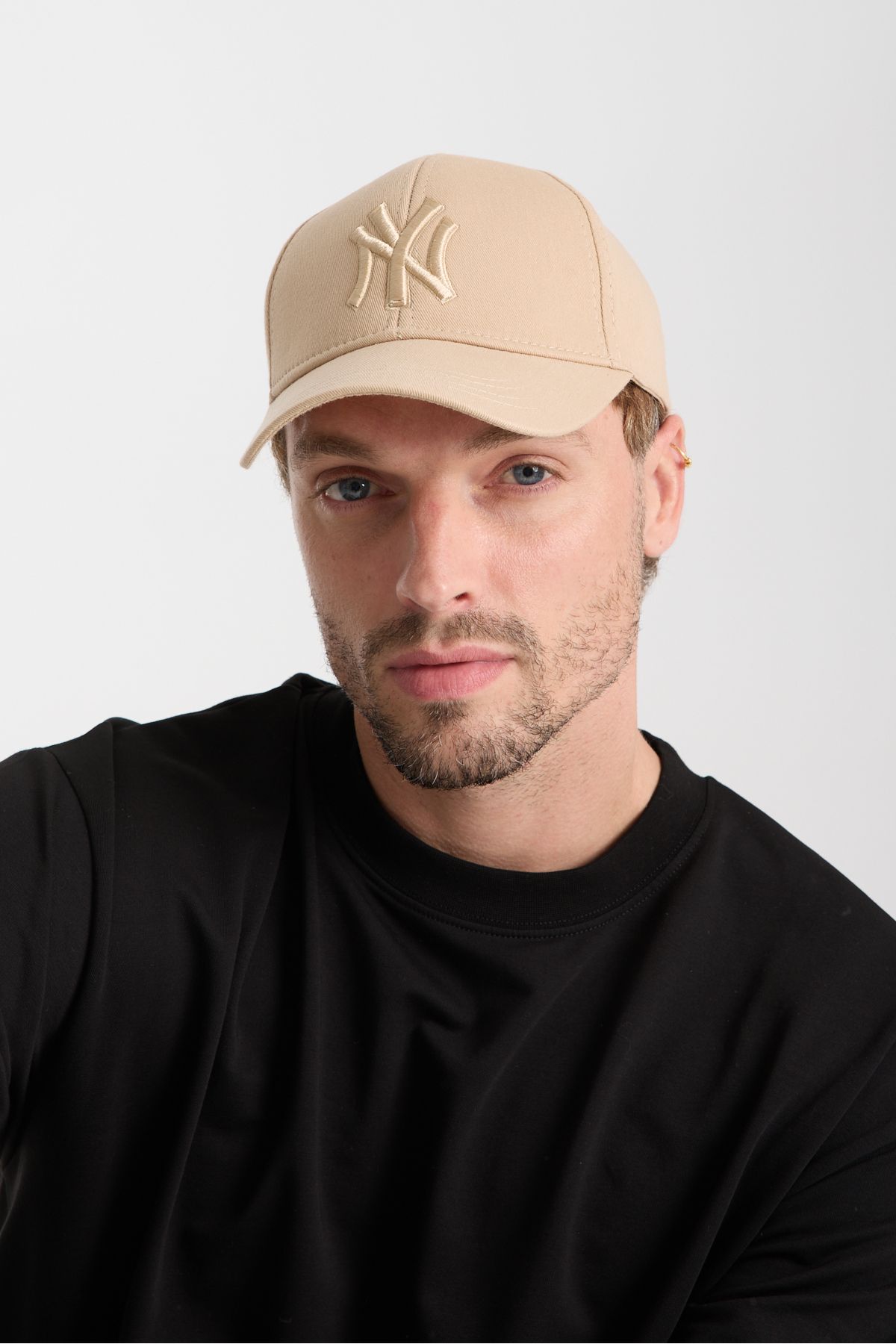 Moda Days Bej Renk NY Nakışlı Beyboz Şapka