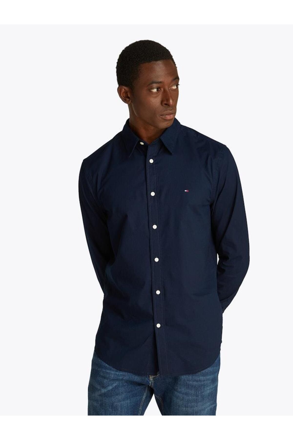 Tommy Hilfiger Erkek FLEX POPLIN KENT COLLAR SF SHIRT Gömlek