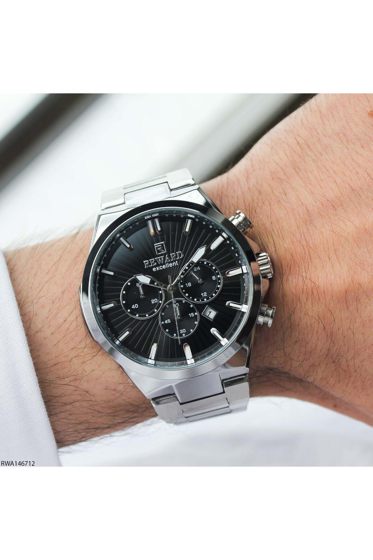 Reward Excellent RWA146712 Gümüş Siyah Paslanmaz Çelik Erkek Kol