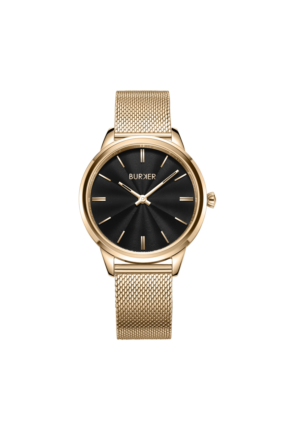Burker-Damenuhr Emily Gold Schwarz Mesh 1