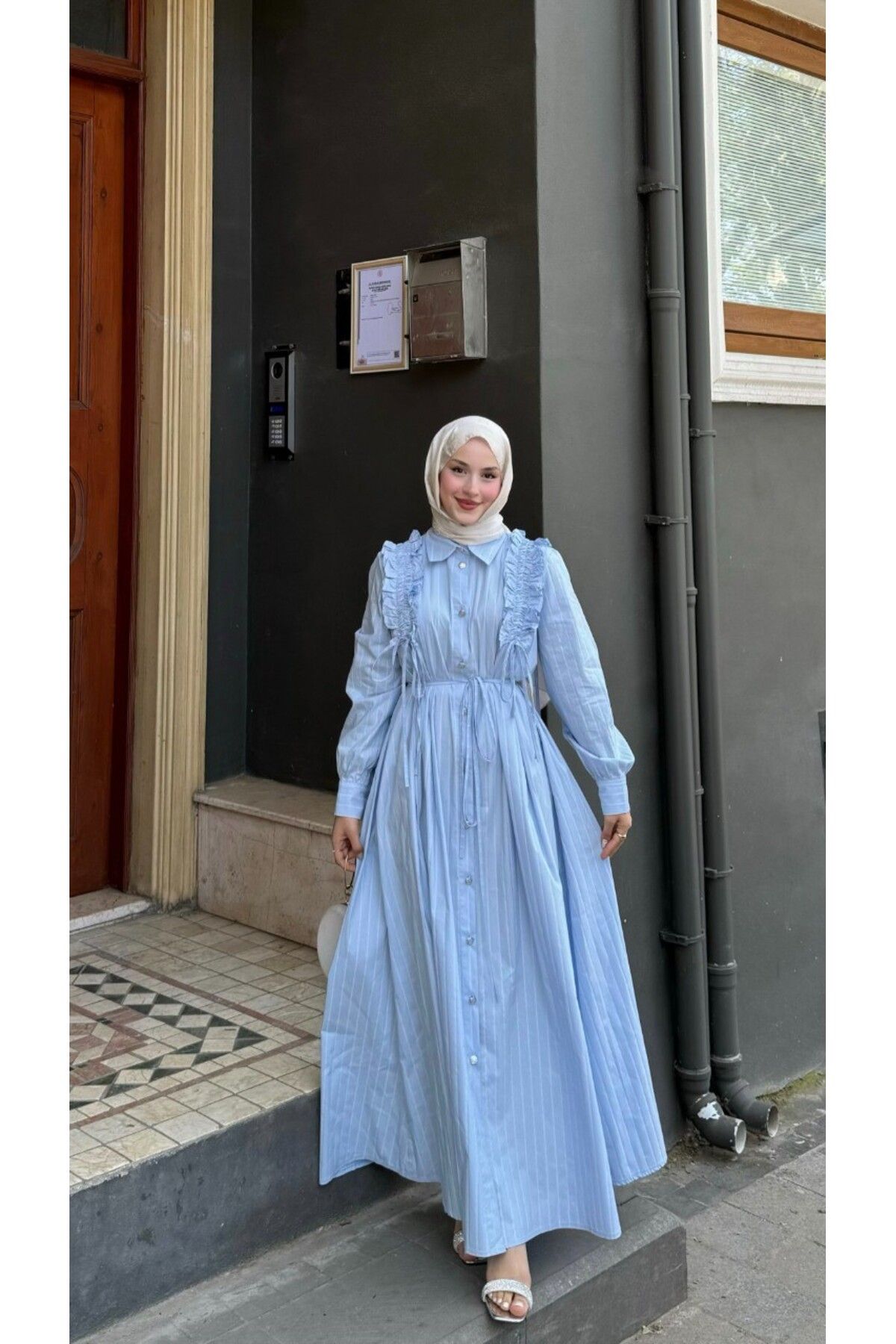 lurex moda Boydan Düğmeli Elbise