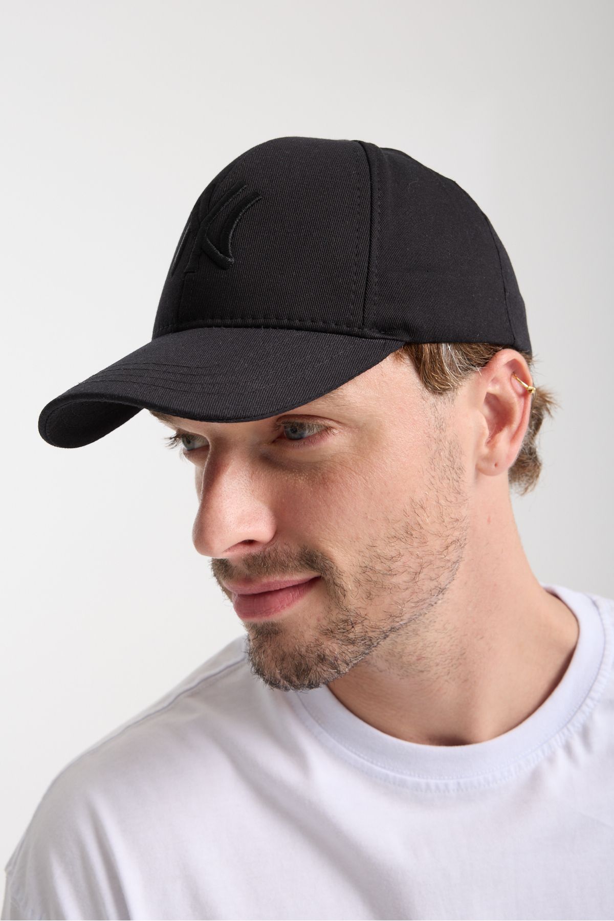 Moda Days Siyah Renk NY Nakışlı Beyboz Şapka