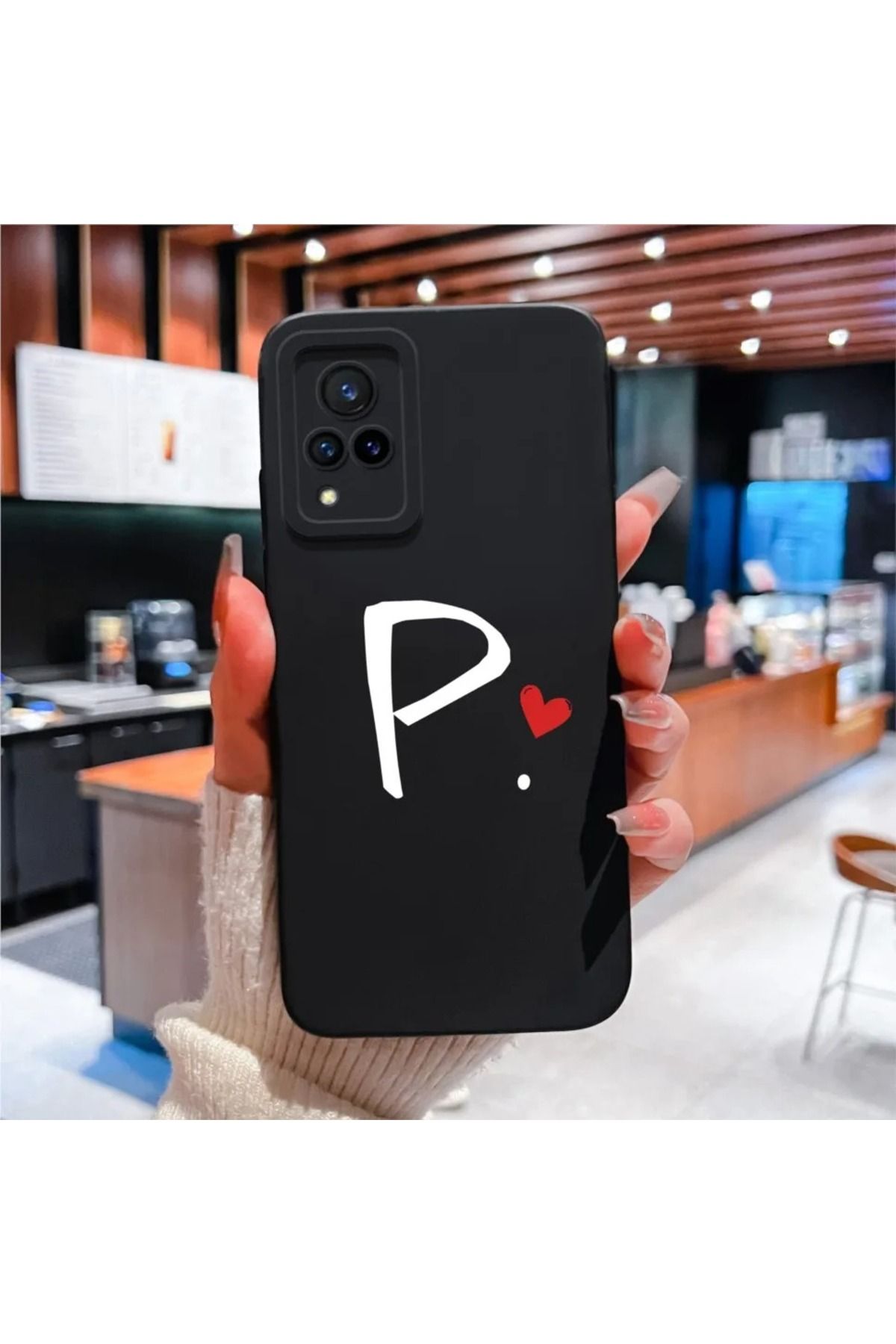 Rotaks Vivo V21E Uyumlu Harfli Taç Baskılı Kişiye Özel Silikon Telefon Kılıfı - P
