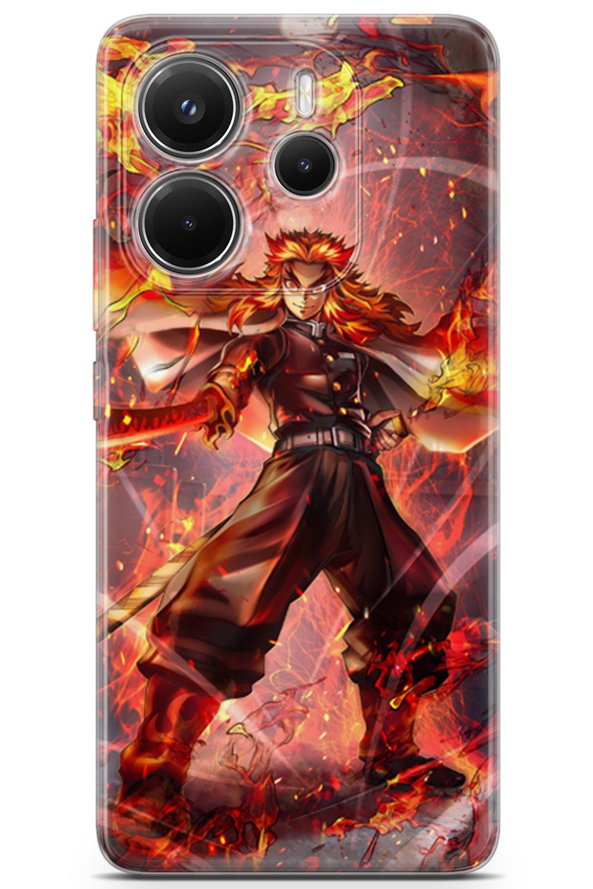 Kordilya Xiaomi Redmi Note 14 4G uyumlu Manga 40 UV Silikon Kyojuro Rengoku Slayer