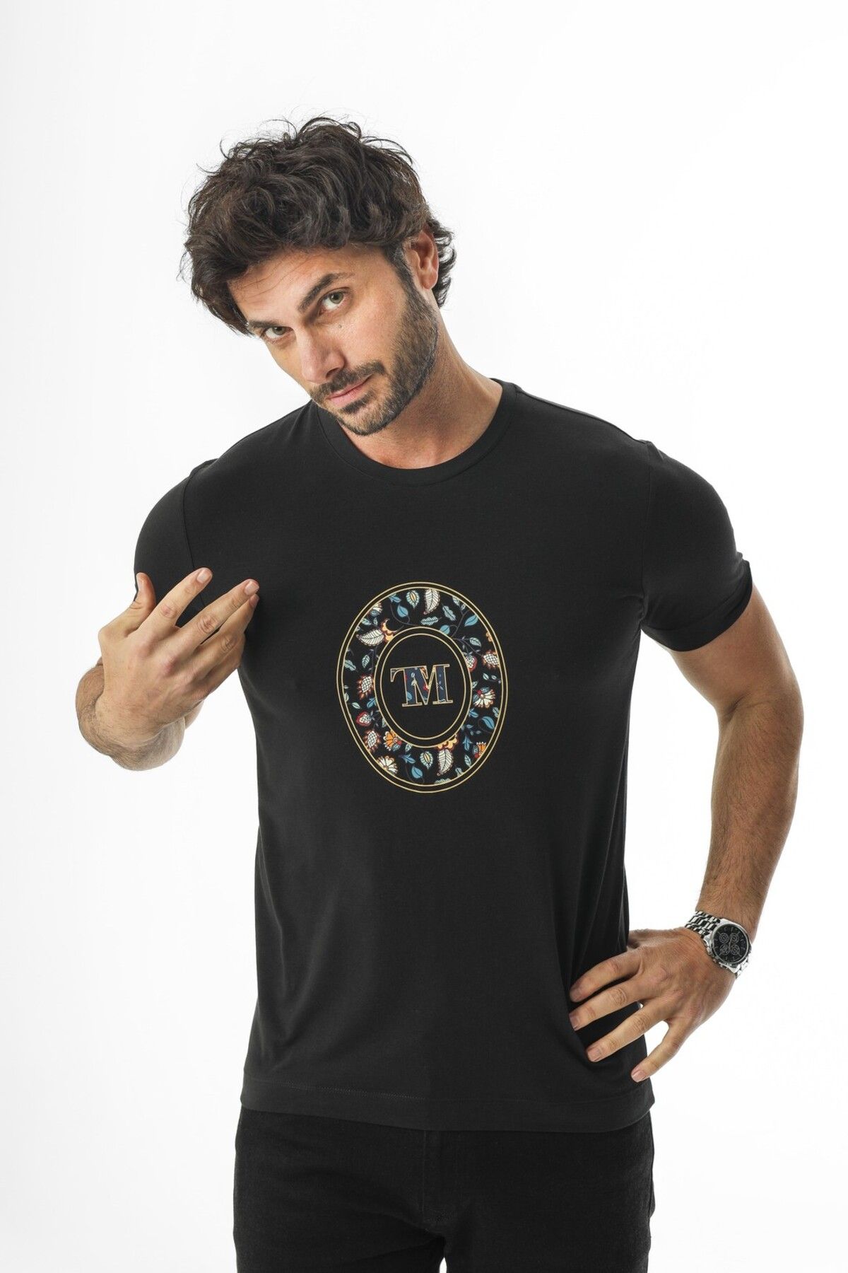 Tony Montana Bisiklet Yaka Baskılı Pamuklu Erkek T-Shirt-MSL-2263