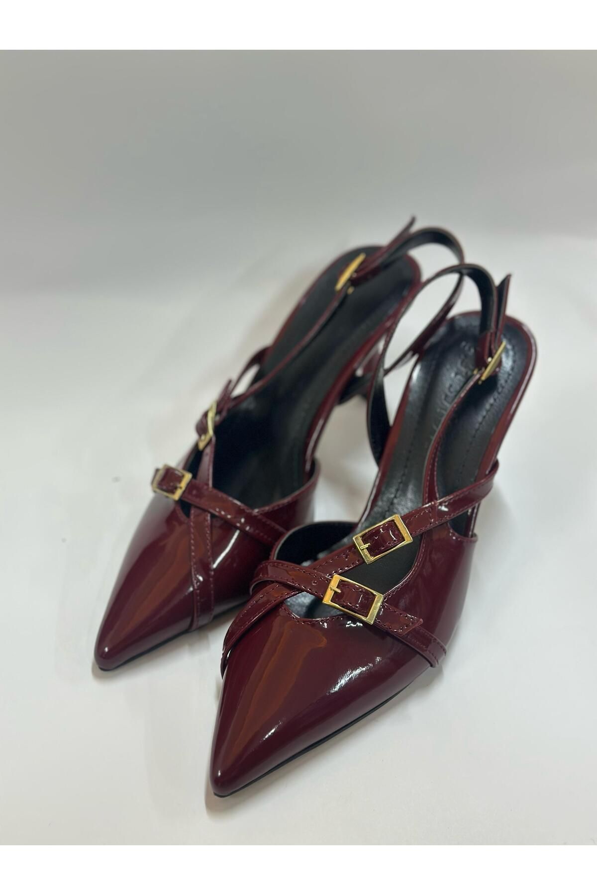LINASHOES07 Kadın İnce Topuk 3 Tokalı Günlük Ayakkabı