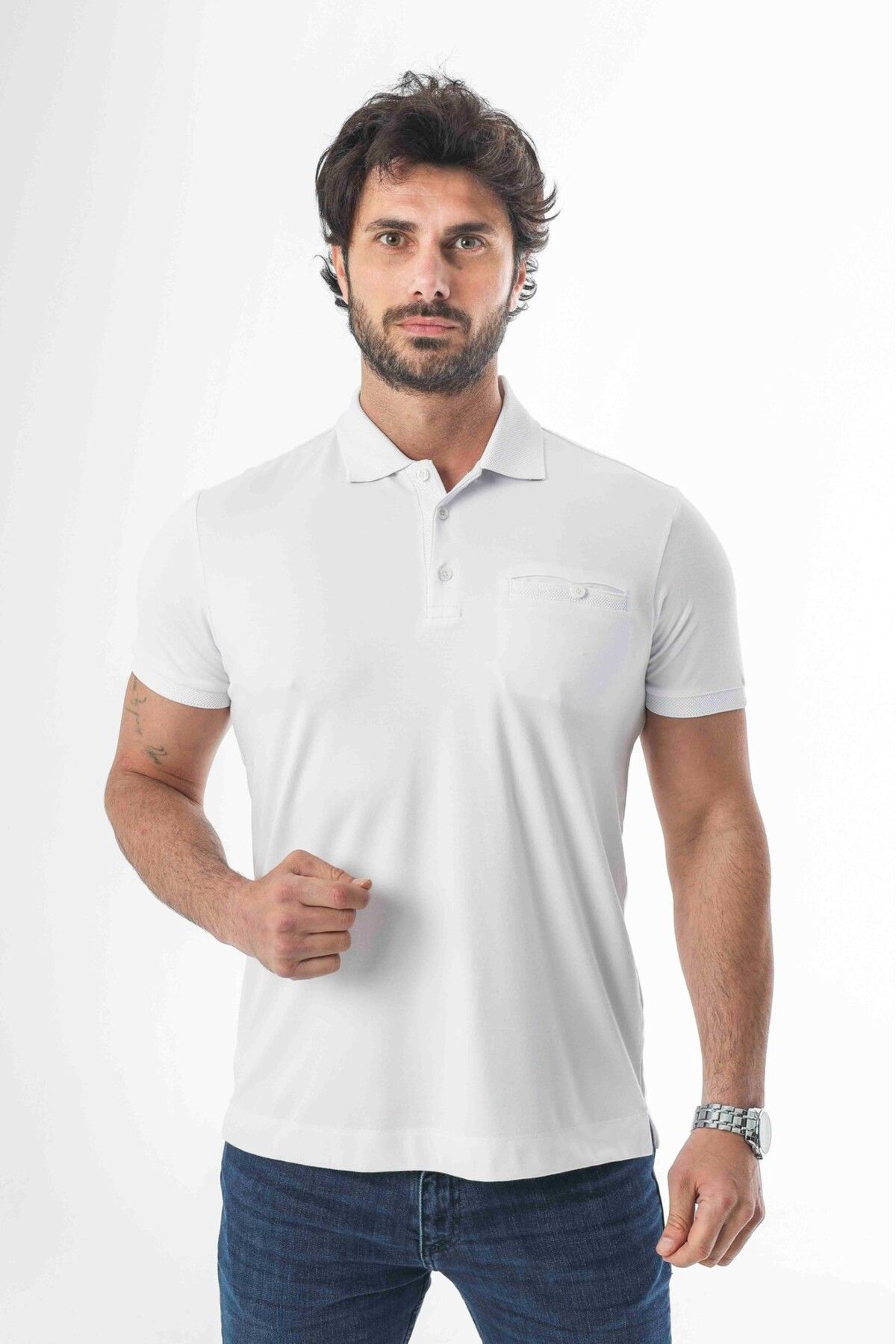 Tony Montana Polo Yaka Cepli Arkası Arma Detaylı Erkek T-Shirt-6273