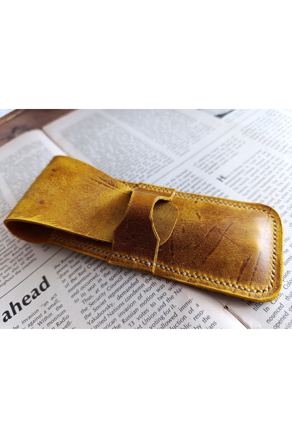 Mahfuz Crazy Hors Hakiki Deri El Emeği Özel Kalemleriniz Için Kalemlik Kalem Kutu 27 cm 6 cm XE6