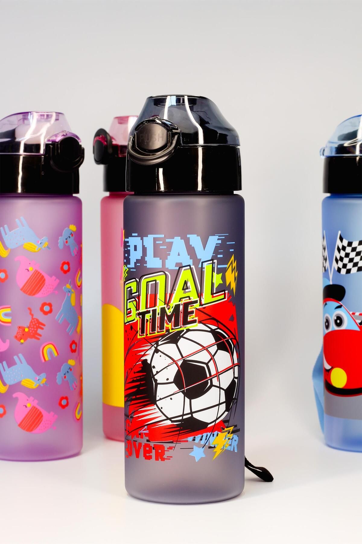 Telvesse-Children's Water Bottle Tritan Water Bottle with Straw Football School Water Bottle with Straw Bpa-Free 550ml Gray T0101 8