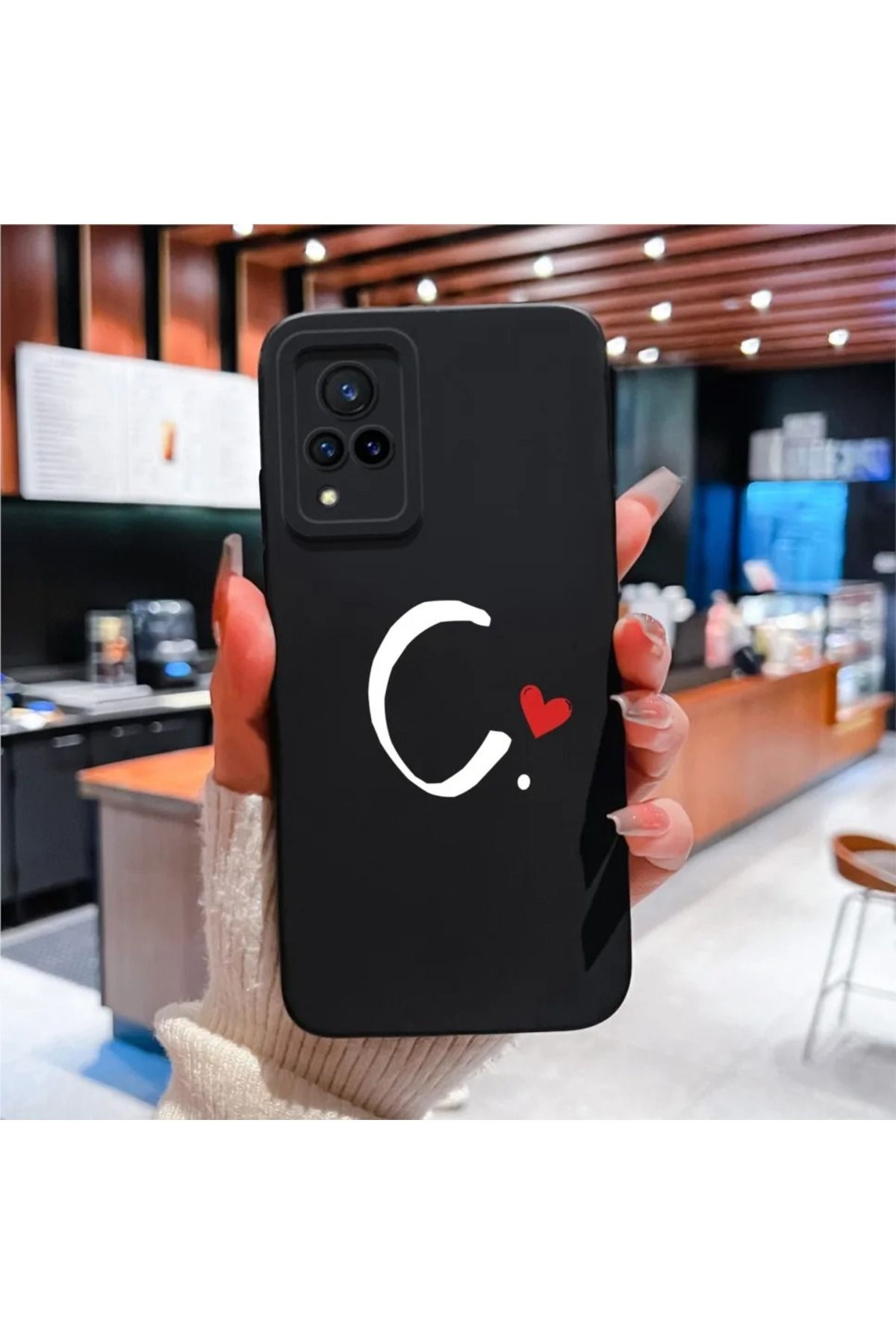 Rotaks Vivo V21E Uyumlu Harfli Taç Baskılı Kişiye Özel Silikon Telefon Kılıfı - C