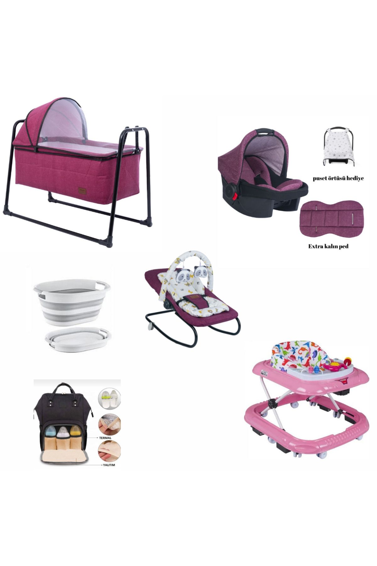 alderon baby BEBEK TAKIM SETİ BEŞİK YÜRÜTEÇ ANA KUCAĞI BEBEK TAŞIMA PUSETİ