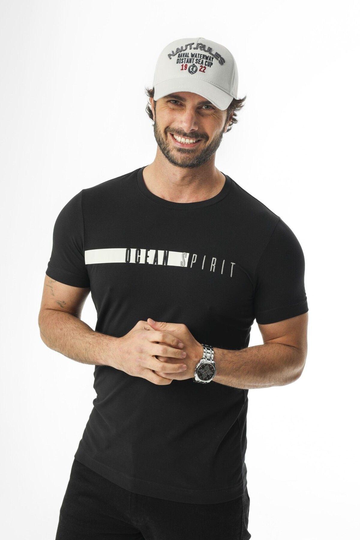 Tony Montana Ocean Collection Bisiklet Yaka Nakışlı T-Shirt-MSL-2261