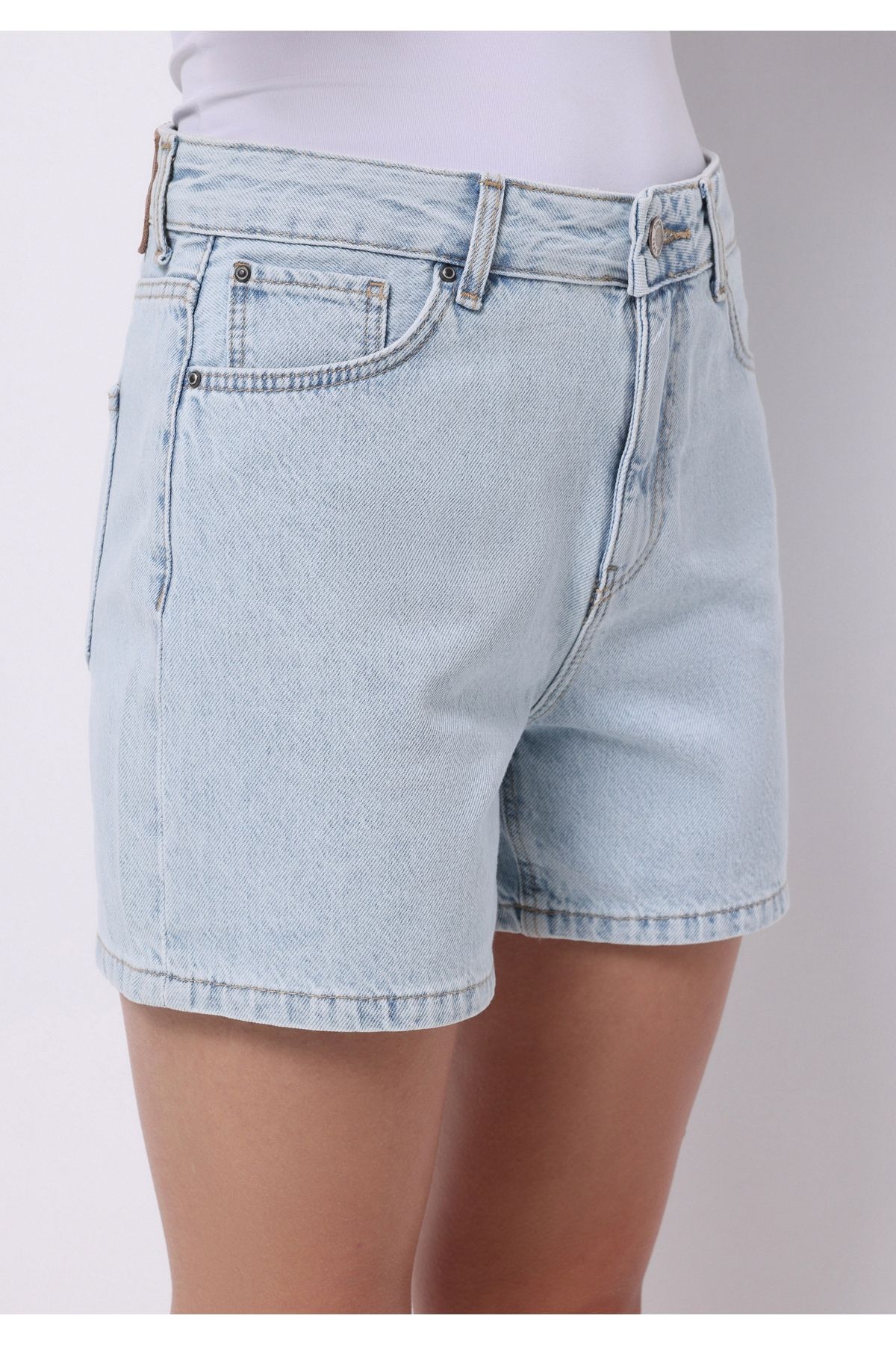 Colin's-Pantaloni scurți Mom Fit, cu talie înaltă, drepte, pentru femei Indigo Jean 4