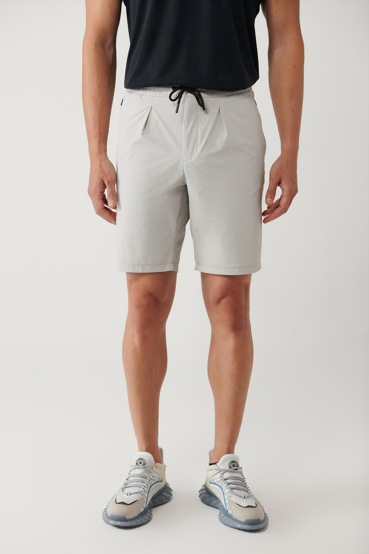 Avva-Men's Jewelled Waist Elastic Laced Water Repellent Bi Stretch Shorts A41Y3635 2