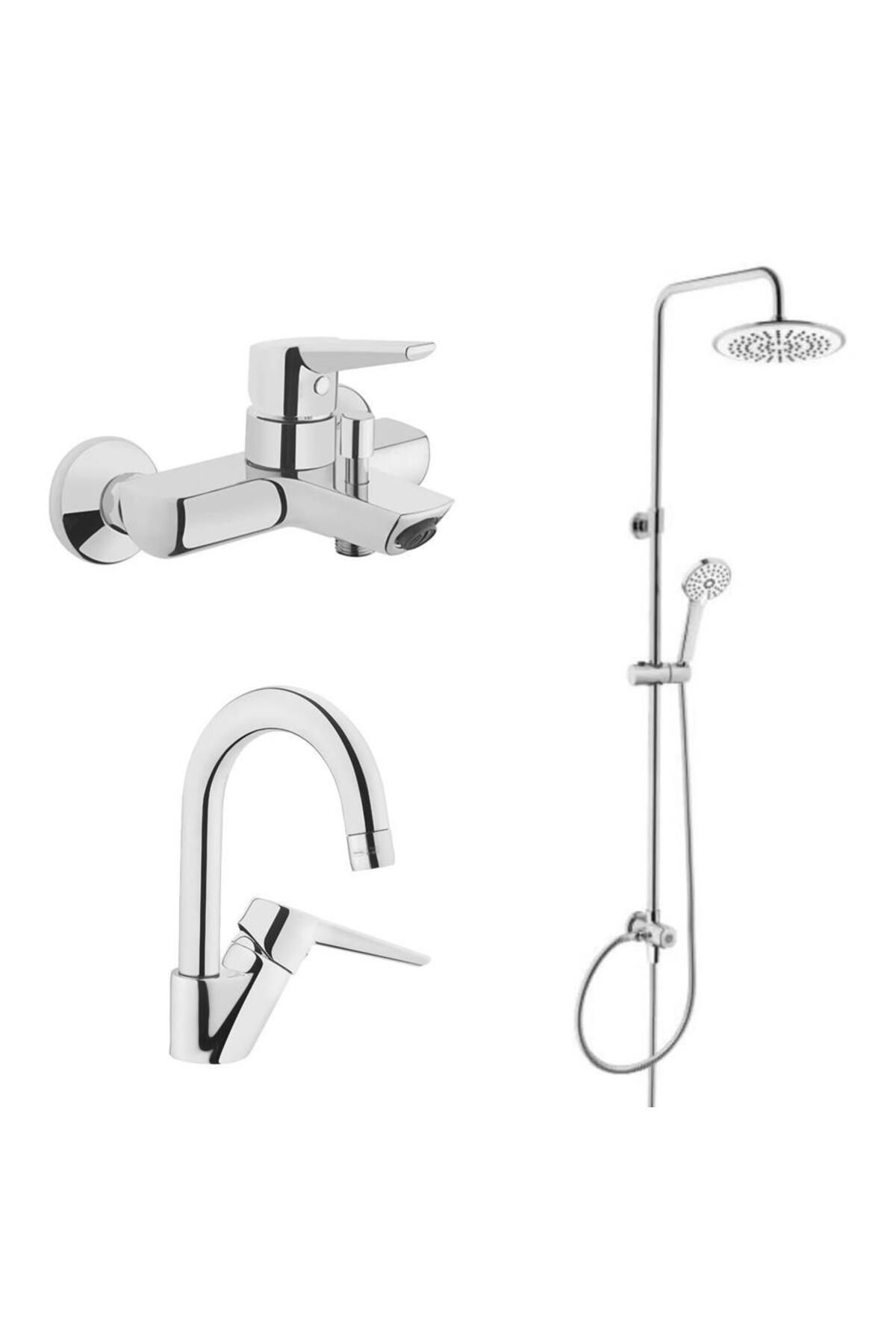 Artema Solid S Banyo Bataryası + Kuğu Lavabo Bataryası + 3C Duş Sistemi