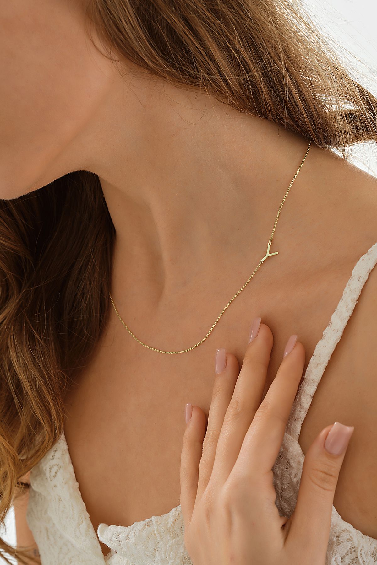 Klart Jewellery Yatay Harf Kolyesi 925 ayar Gümüş Yatay harf kolyesi