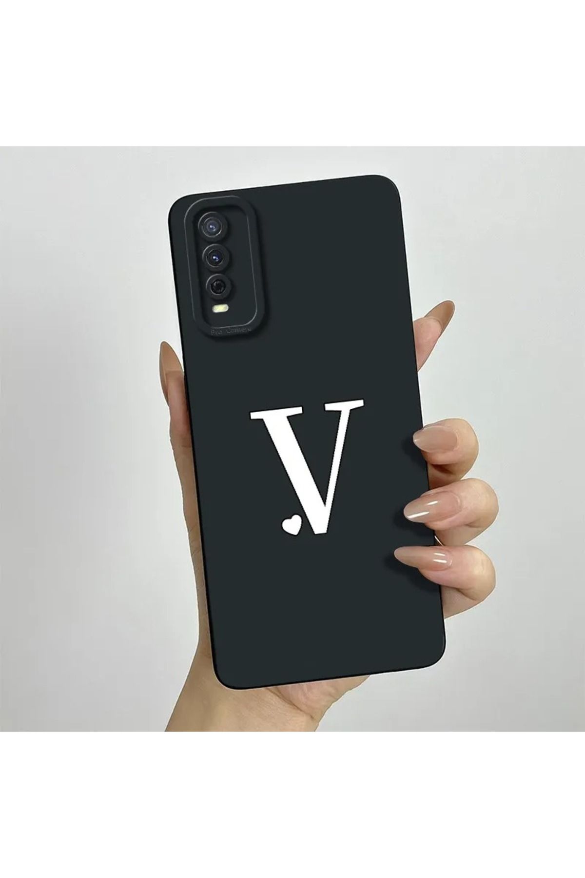 Rotaks Vivo Y11S - Y20 - Y20S Uyumlu Harfli Taç Baskılı Kişiye Özel Silikon Telefon Kılıfı - V