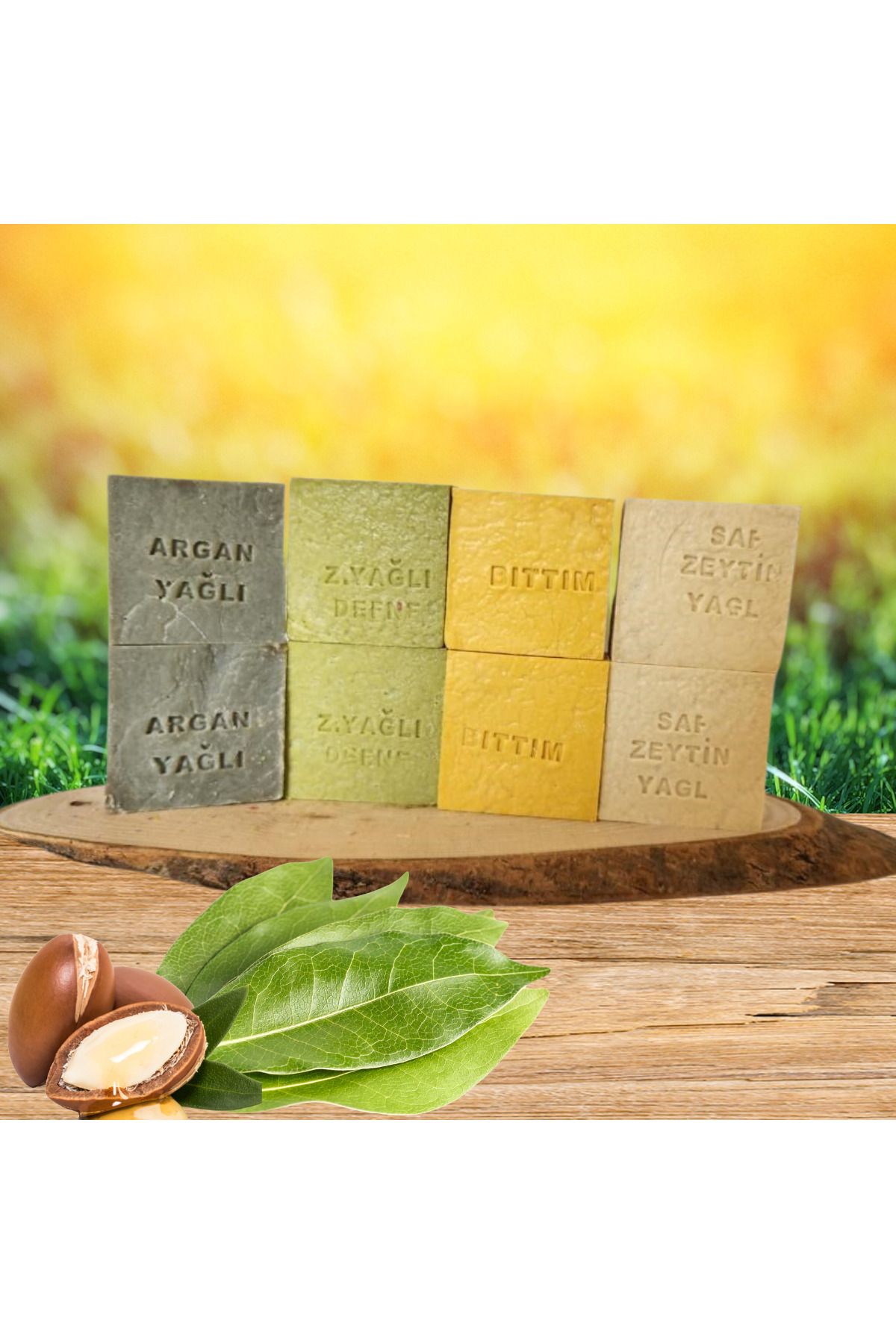 tedaks 8'li Set Doğal Bitkiözlü Kalıp Sabun Karışık (Argan-Defne-Bıttım-Saf Zeytinyağlı)