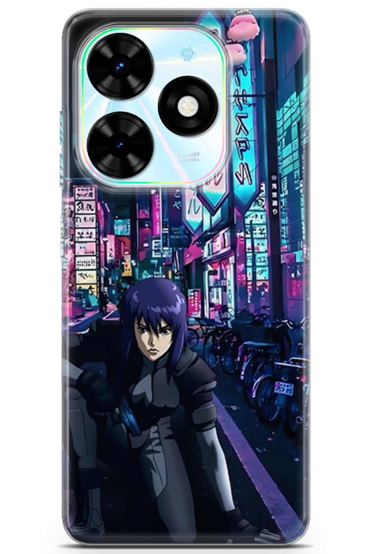 Kordilya Tecno Spark GO 2024 uyumlu Manga 17 UV Kapak Cyberpunk Ghost in the shell