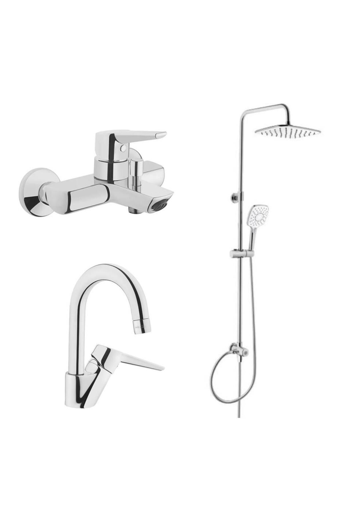 Artema Solid S Banyo Bataryası + Kuğu Lavabo Bataryası + 3S Duş Sistemi