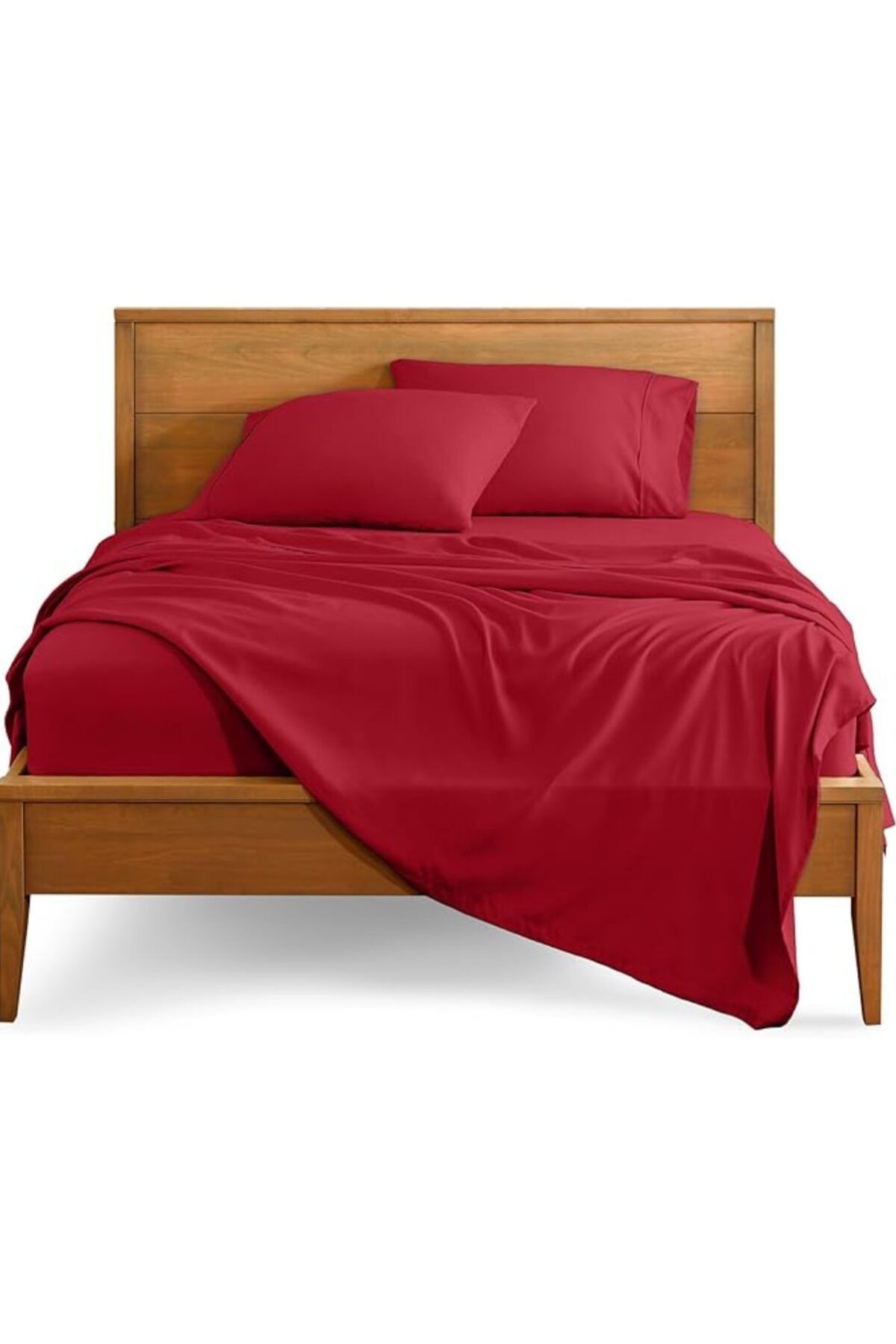 Kotonia Home Cearșaf De Pat, 100% Bumbac, Culoare Olandina, 220x240 Cm, Roșu - 220 x 240