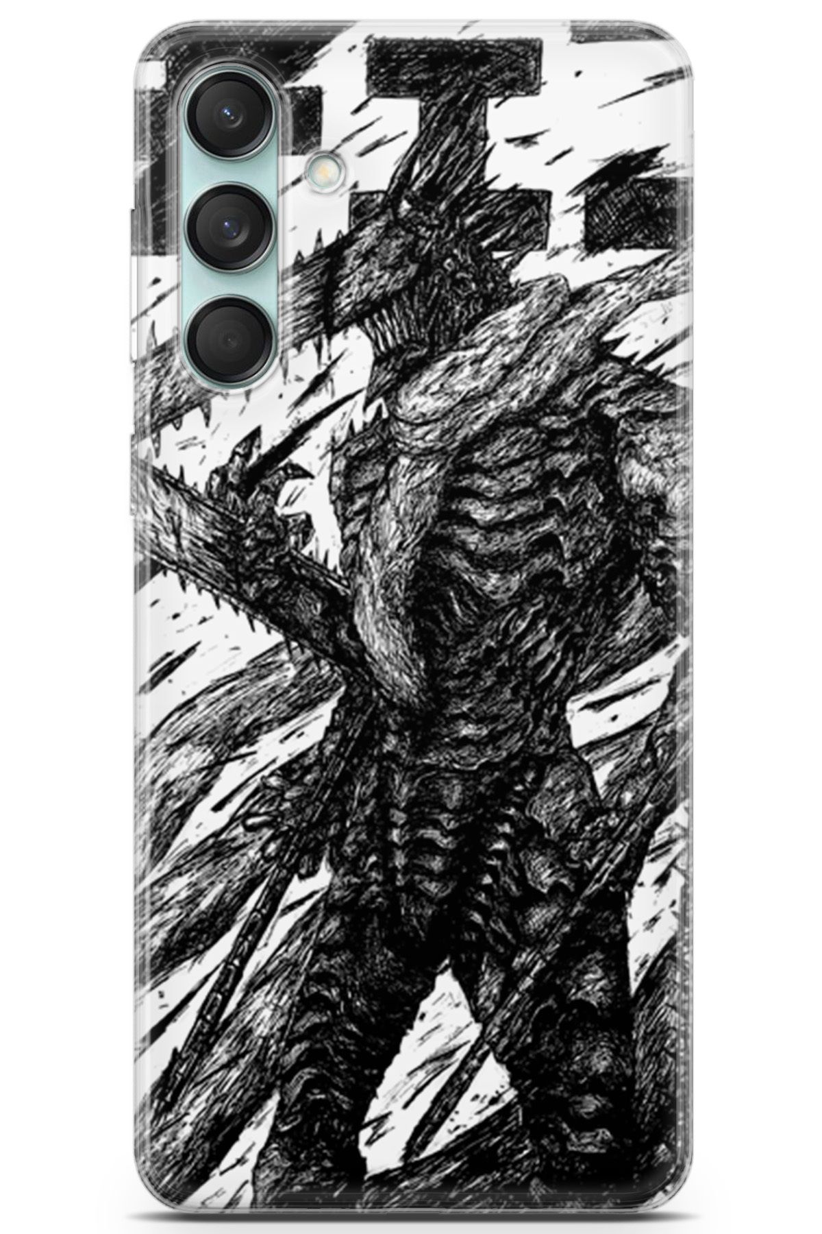 Kordilya Samsung Galaxy M55 uyumlu Manga 38 UV Tasarım Chainsaw Denji