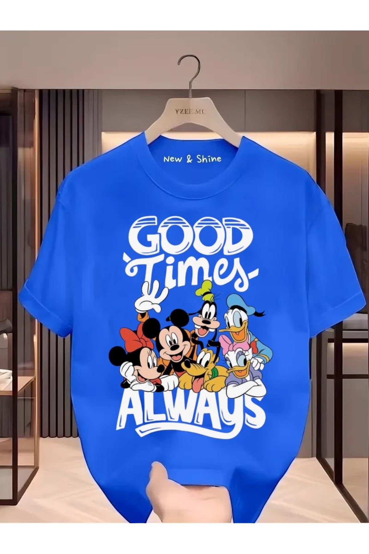 New Shine Good Time Always Mickey Baskılı Oversize T-Shirt