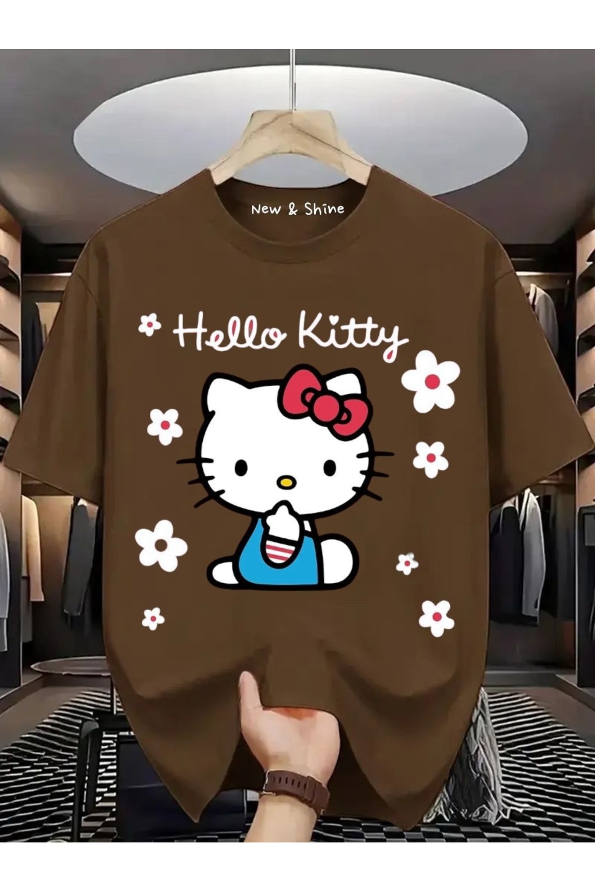 New Shine Hello Kitty Baskılı Oversize T-Shirt
