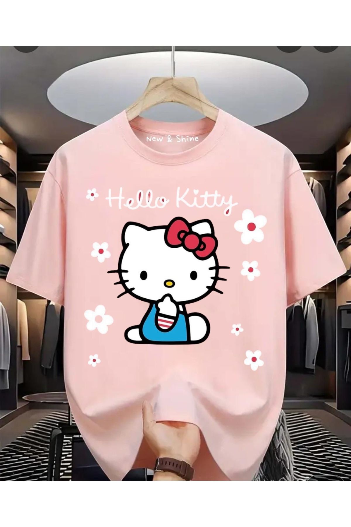 New Shine Hello Kitty Baskılı Oversize T-Shirt