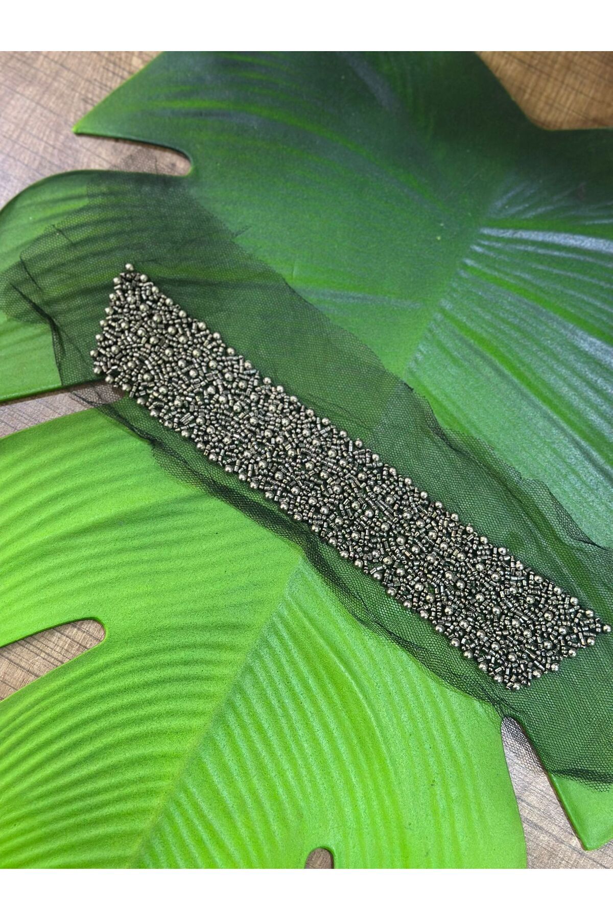 Gönülden Tasarım 27X5 CM BONCUK İŞLEME YAKA DİKİŞ APLİKE