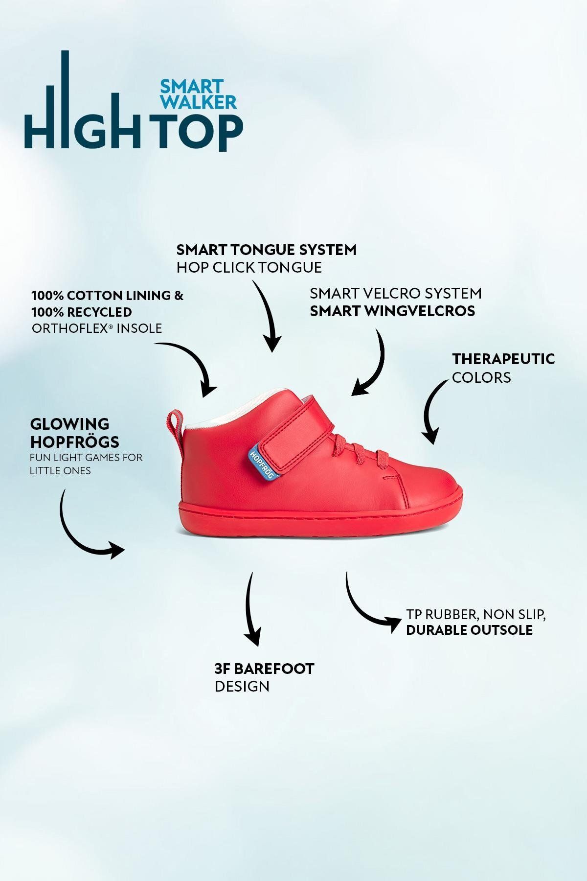 HOPFRÖG-Cizme înalte pentru copii Barefoot Smart Walker cu lumină roșie 2