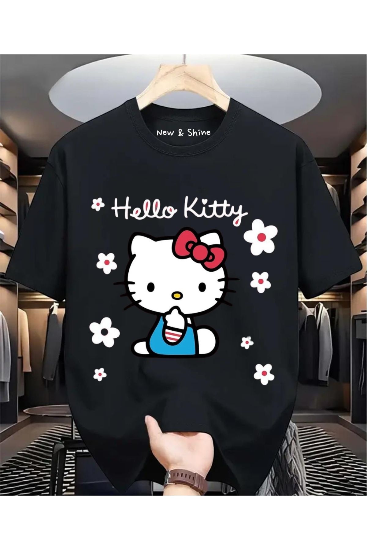 New Shine Hello Kitty Baskılı Oversize T-Shirt