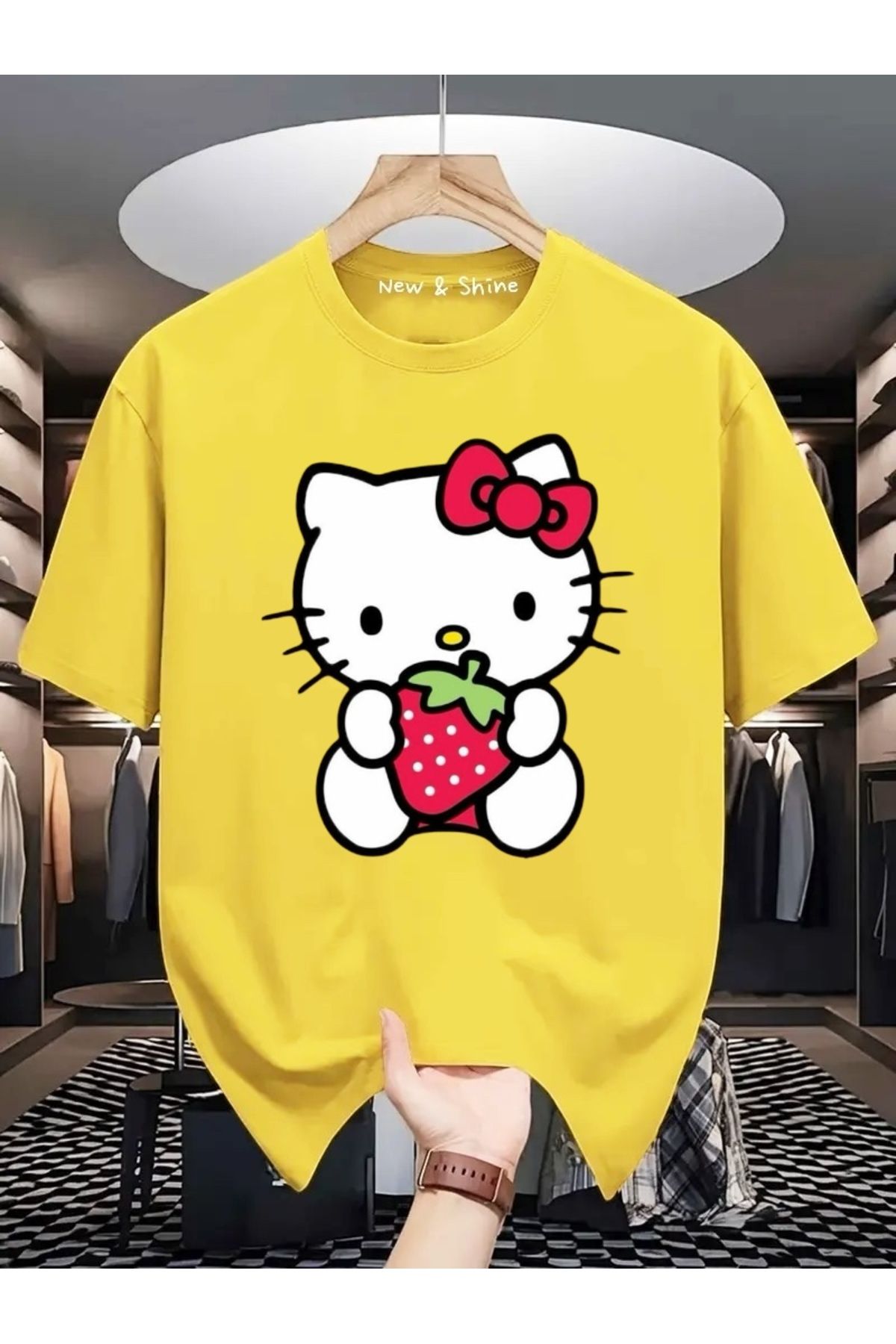 New Shine Hello Kitty Baskılı Büyük Beden Oversize T-Shirt
