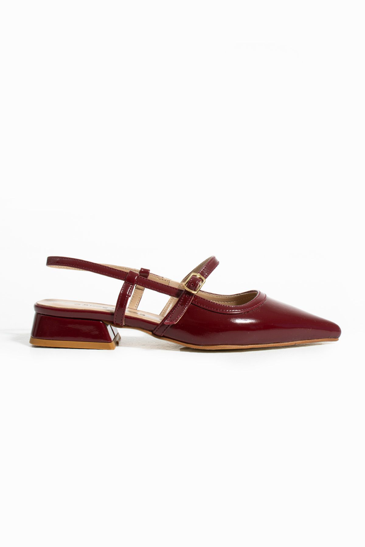 Gökçe Shoes Mara Bordo Rugan Kemer Detay Kadın Babet Ayakkabı
