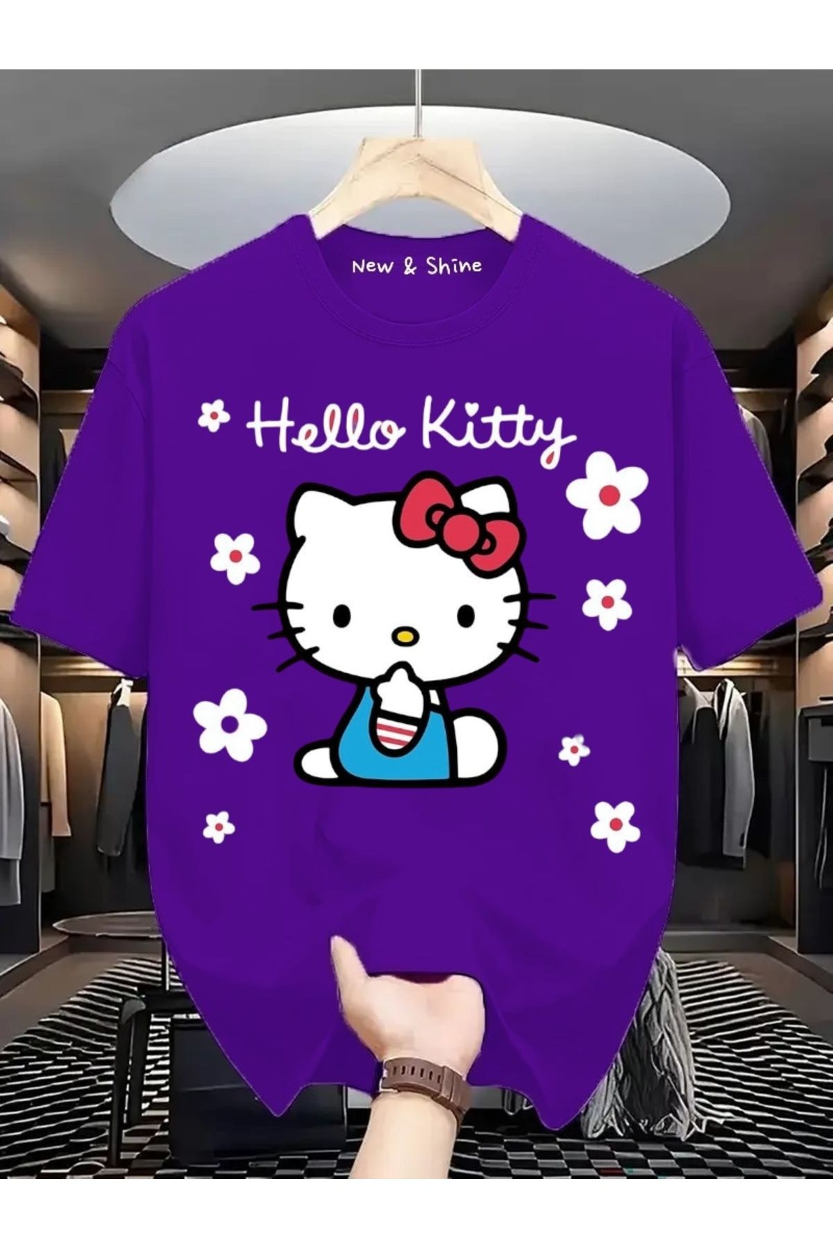 New Shine Hello Kitty Baskılı Oversize T-Shirt