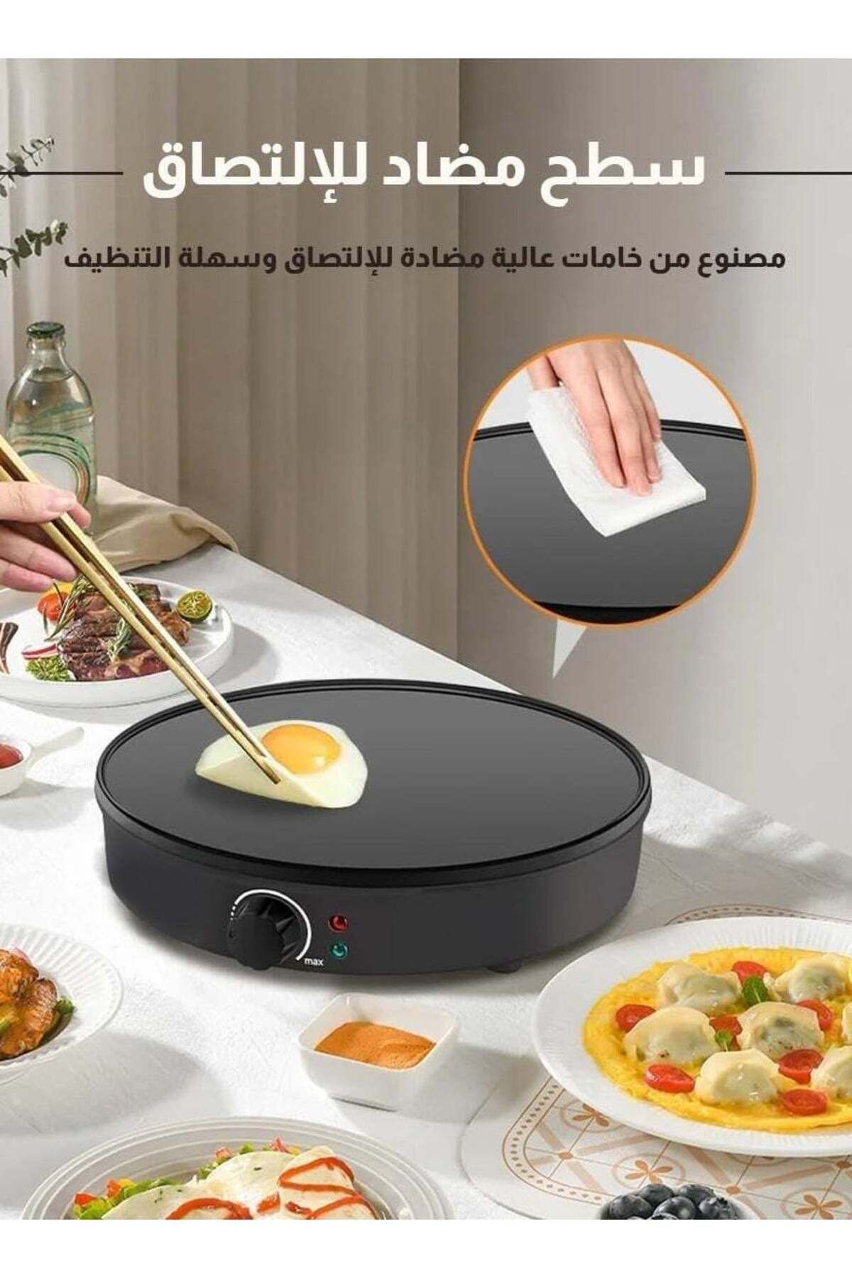 Denx-صانعة فطائر الكريب، تحكم في درجة الحرارة قابل للتعديل، 1000 واط، صينية خبز كهربائية غير لاصقة، 3
