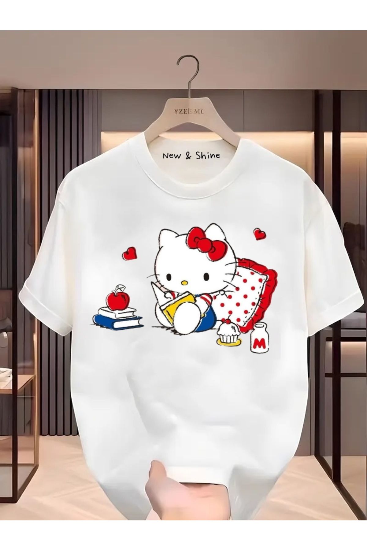 New Shine Hello Kitty Baskılı Oversize T-Shirt
