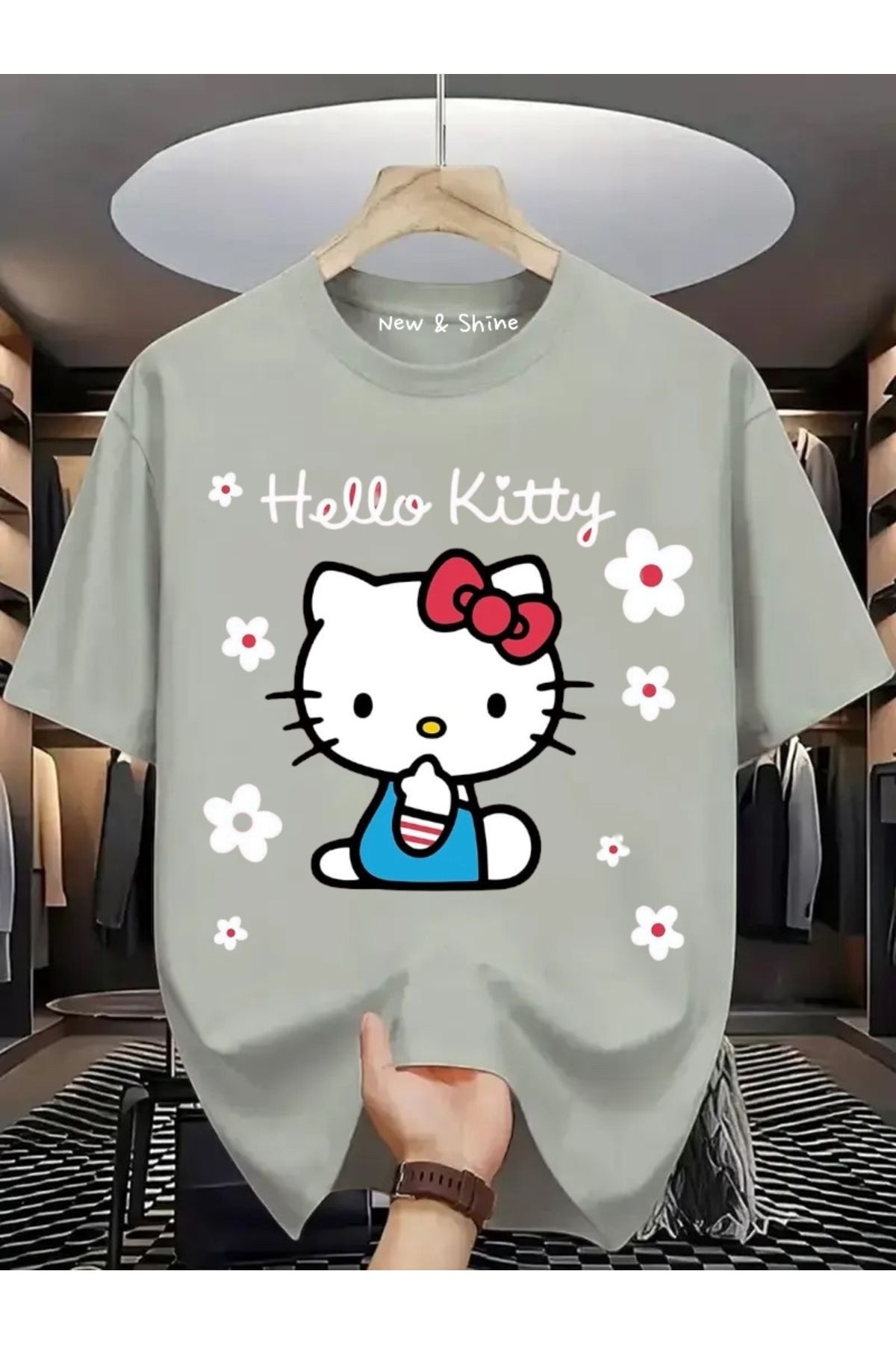 New Shine Hello Kitty Baskılı Oversize T-Shirt