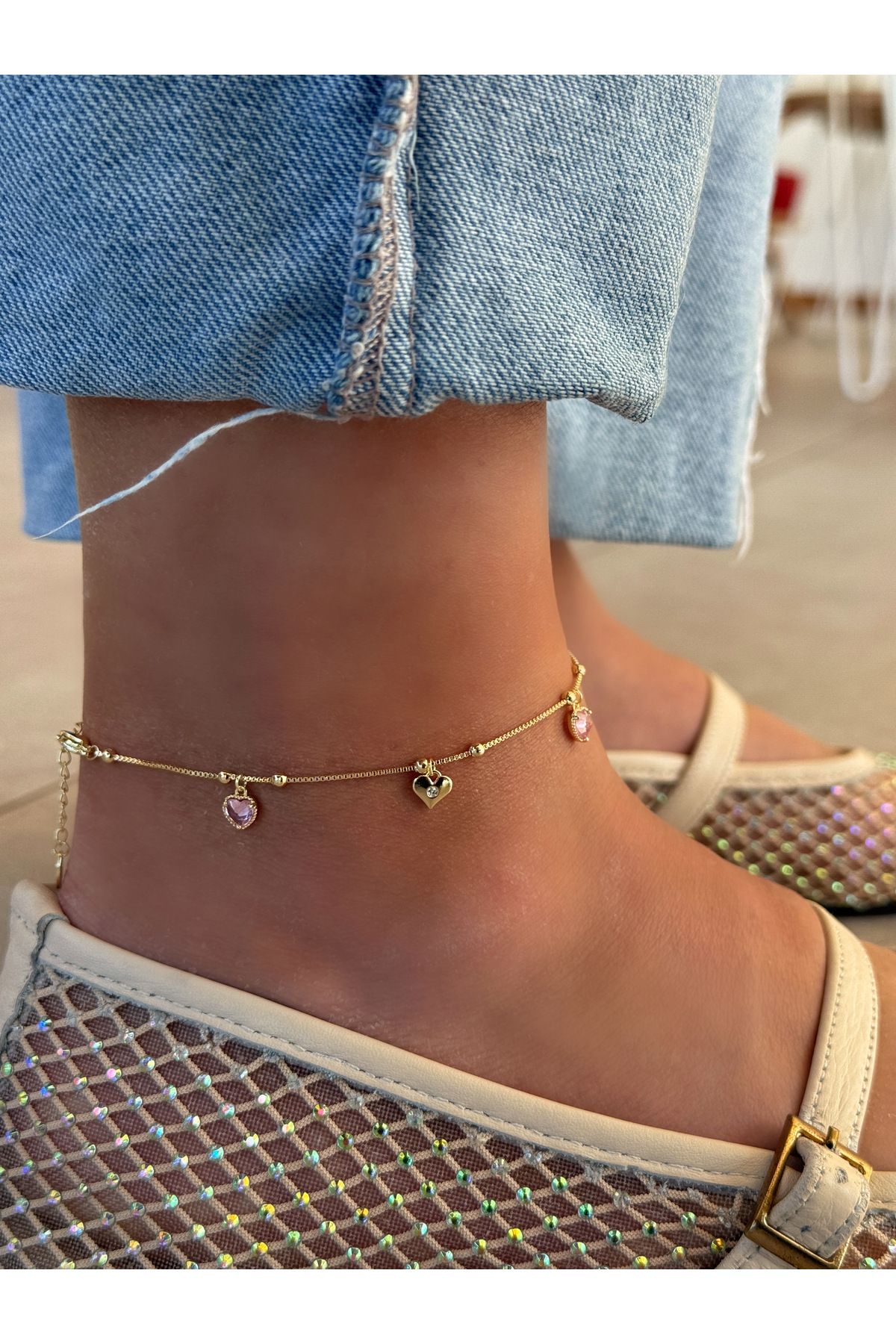 HeyYou Jewelry Minimal kalp sallantılı halhal