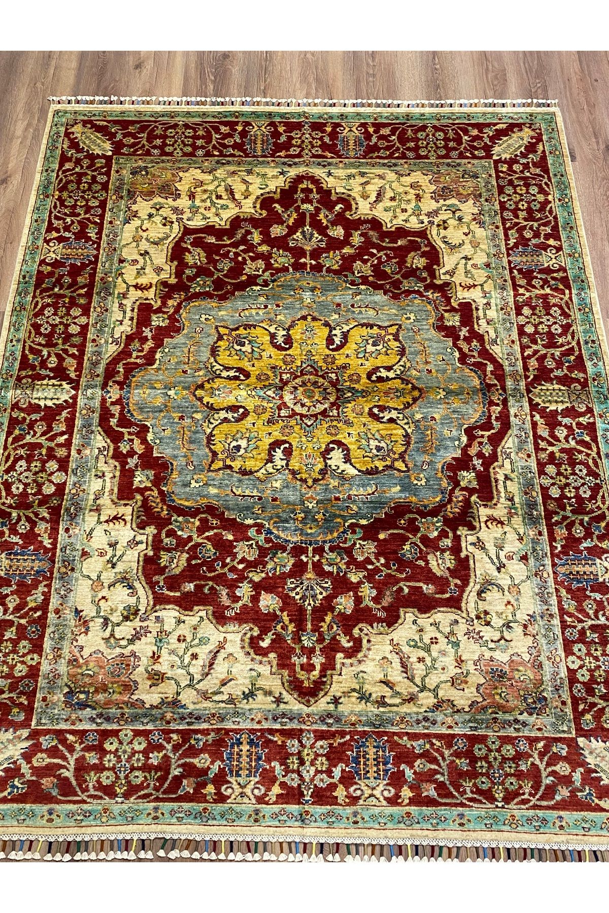 fethiyehalıkilim El Dokuma Afgan Heriz Halısı –%100 Yün %100 El Dokuma Naturel Dekoratif Halı El İşi Özgün Tasarım