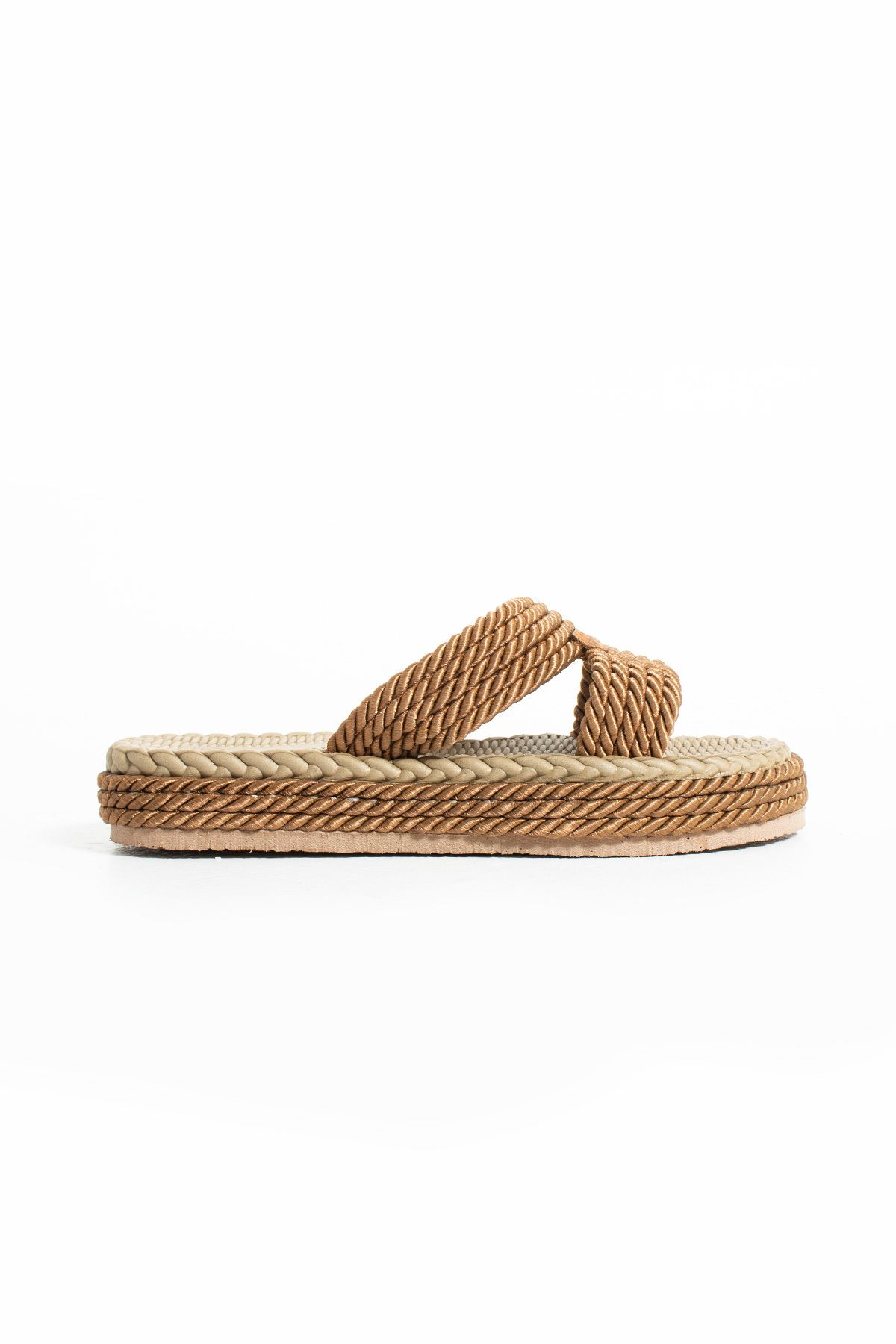 Gökçe Shoes Clever Taba Halat Detay Kadın Terlik