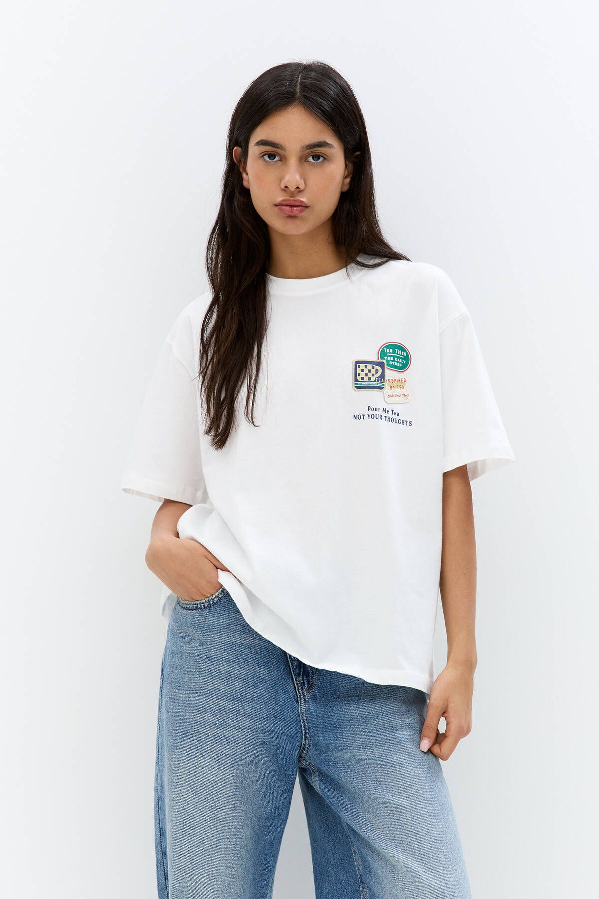 JANSO GROUP Grafik çay poşeti baskılı t-shirt