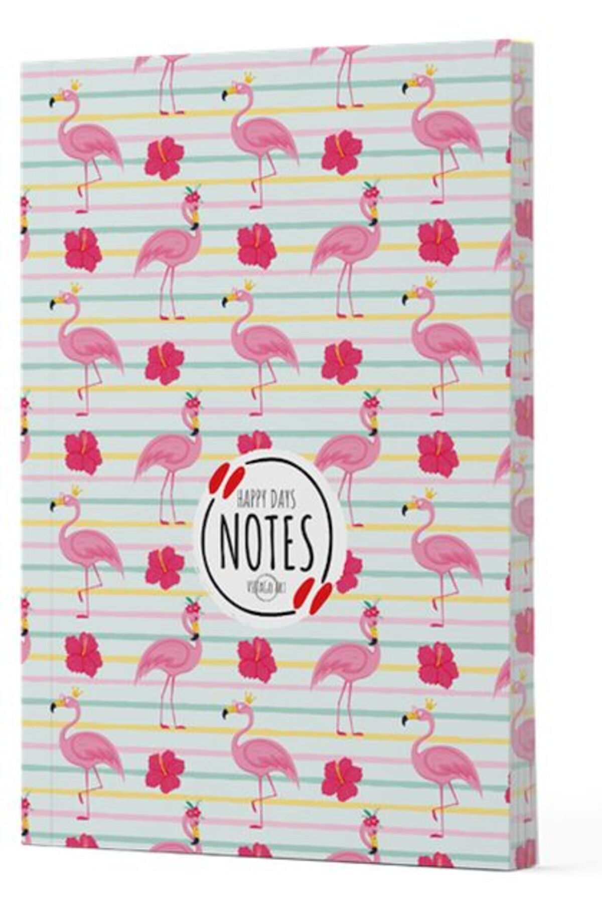 Destek Yayınları Flamingo 2 Yan Boyamalı Çizgili Defter