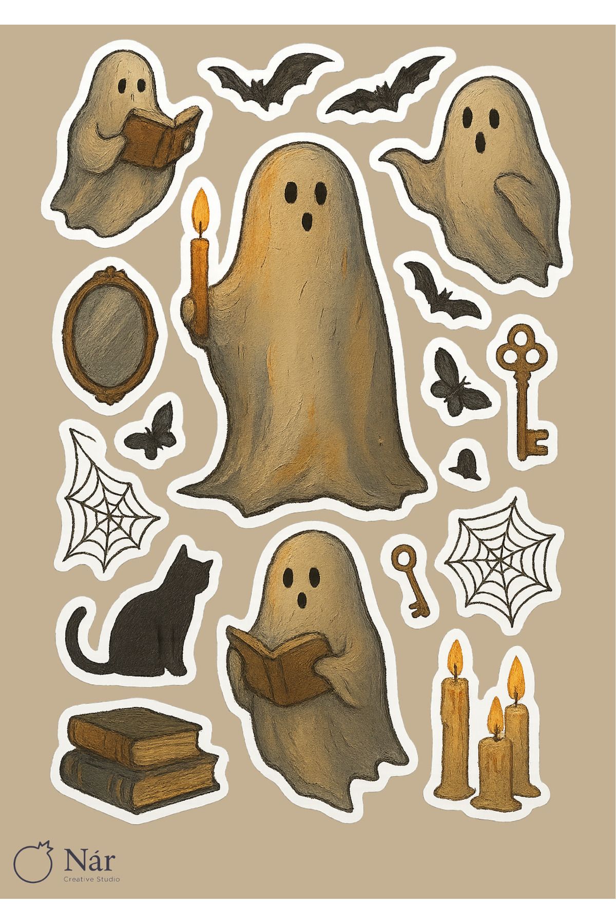 sticker Hayalet Günlükleri Sticker Seti - Hayalet Temalı Çıkartmalar - 4 Sayfa