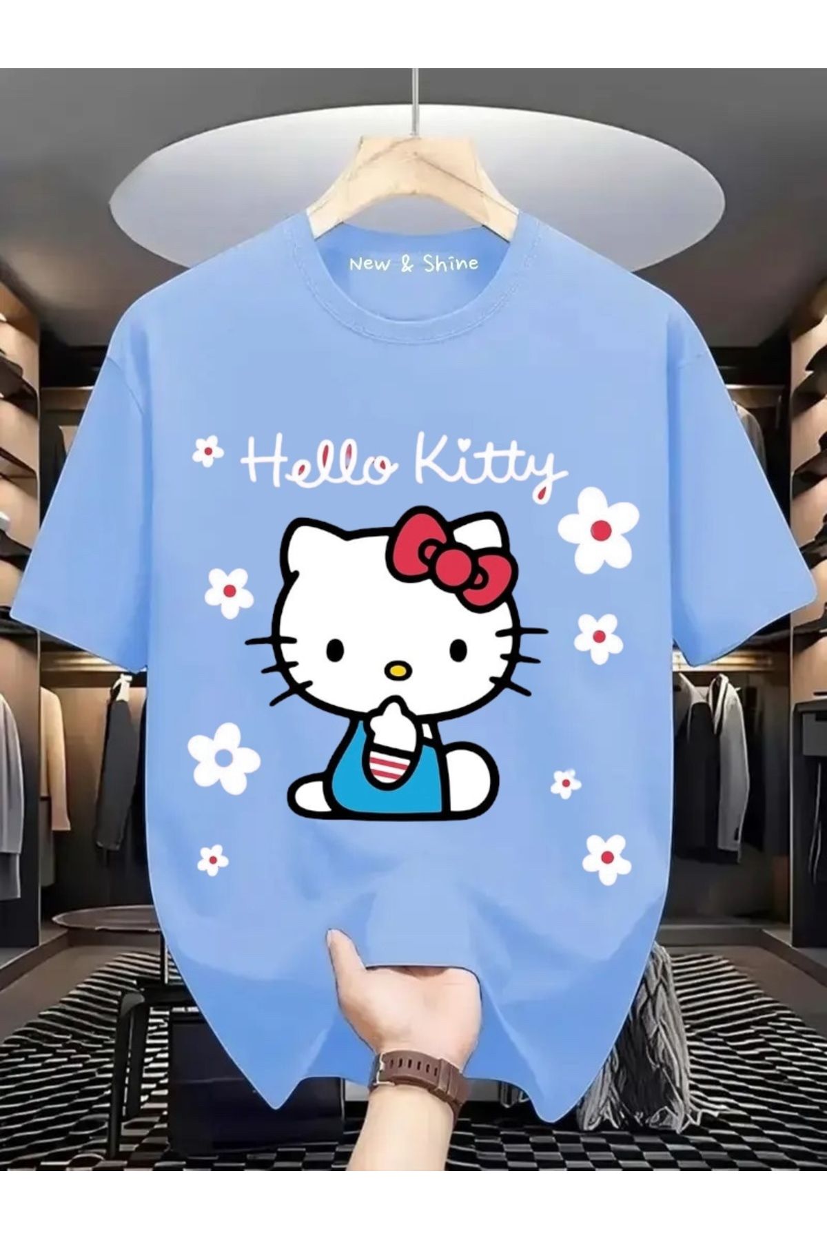 New Shine Hello Kitty Baskılı Oversize T-Shirt