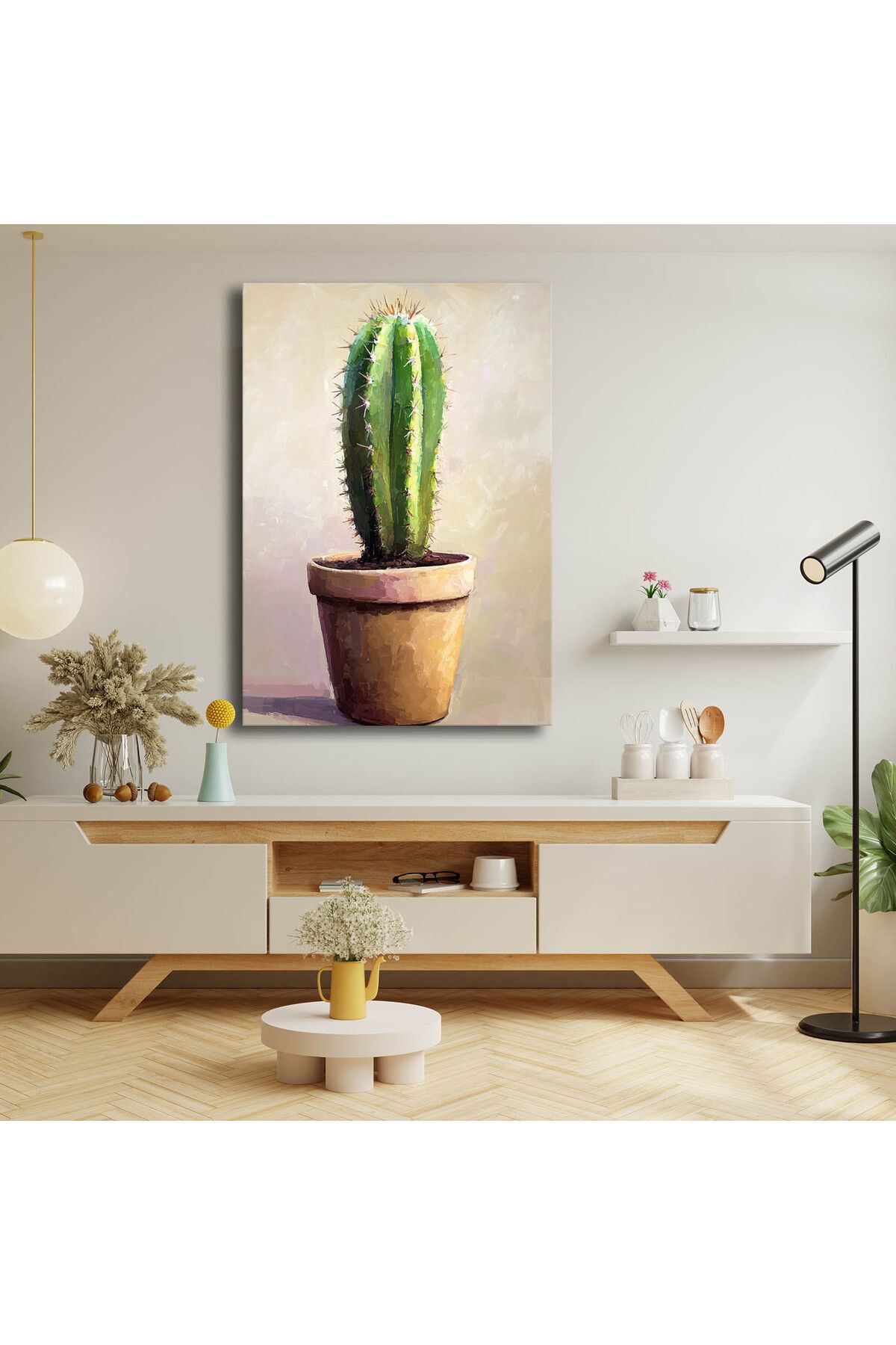 Özgül Grup 70x100 cm Dekoratif Canvas Tablo Uzun Tekli Kaktüs