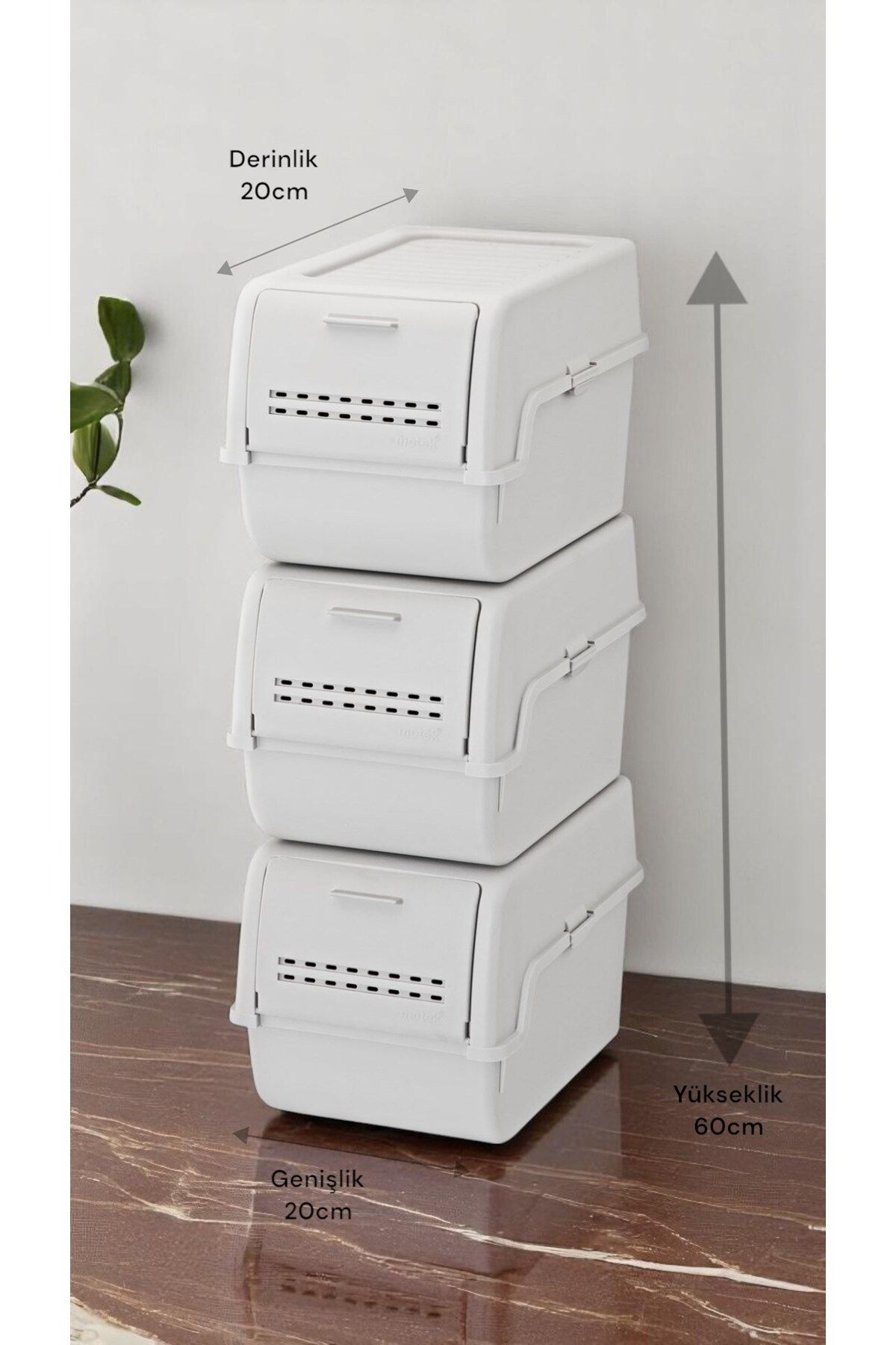 Motek MT-40 S-Box 8 Litre 3'lü Çok Amaçlı Organizer Düzenleyici Gri ( 3*8Litre )